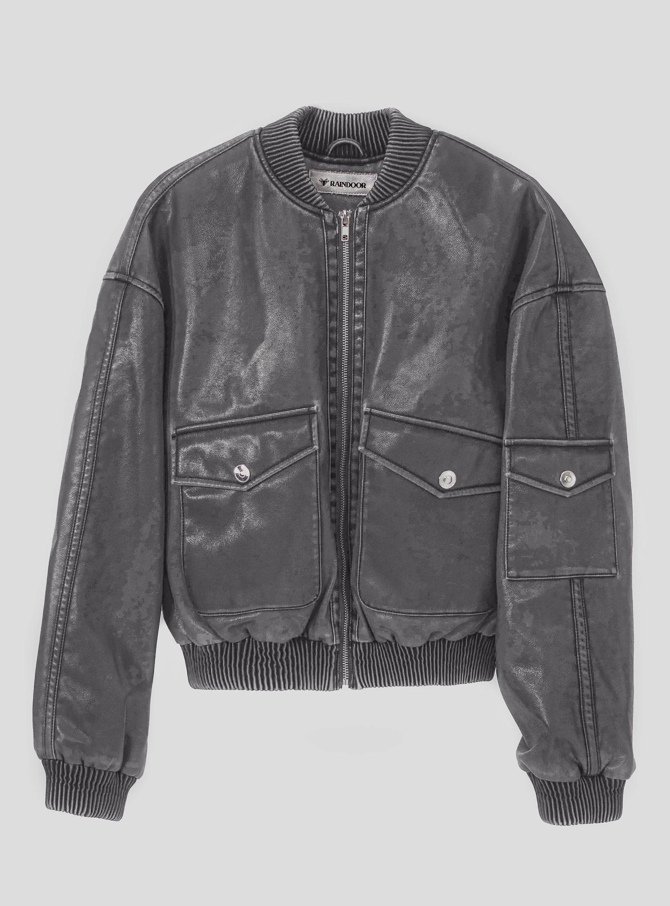 Chaqueta Bomber Pu Gray-3