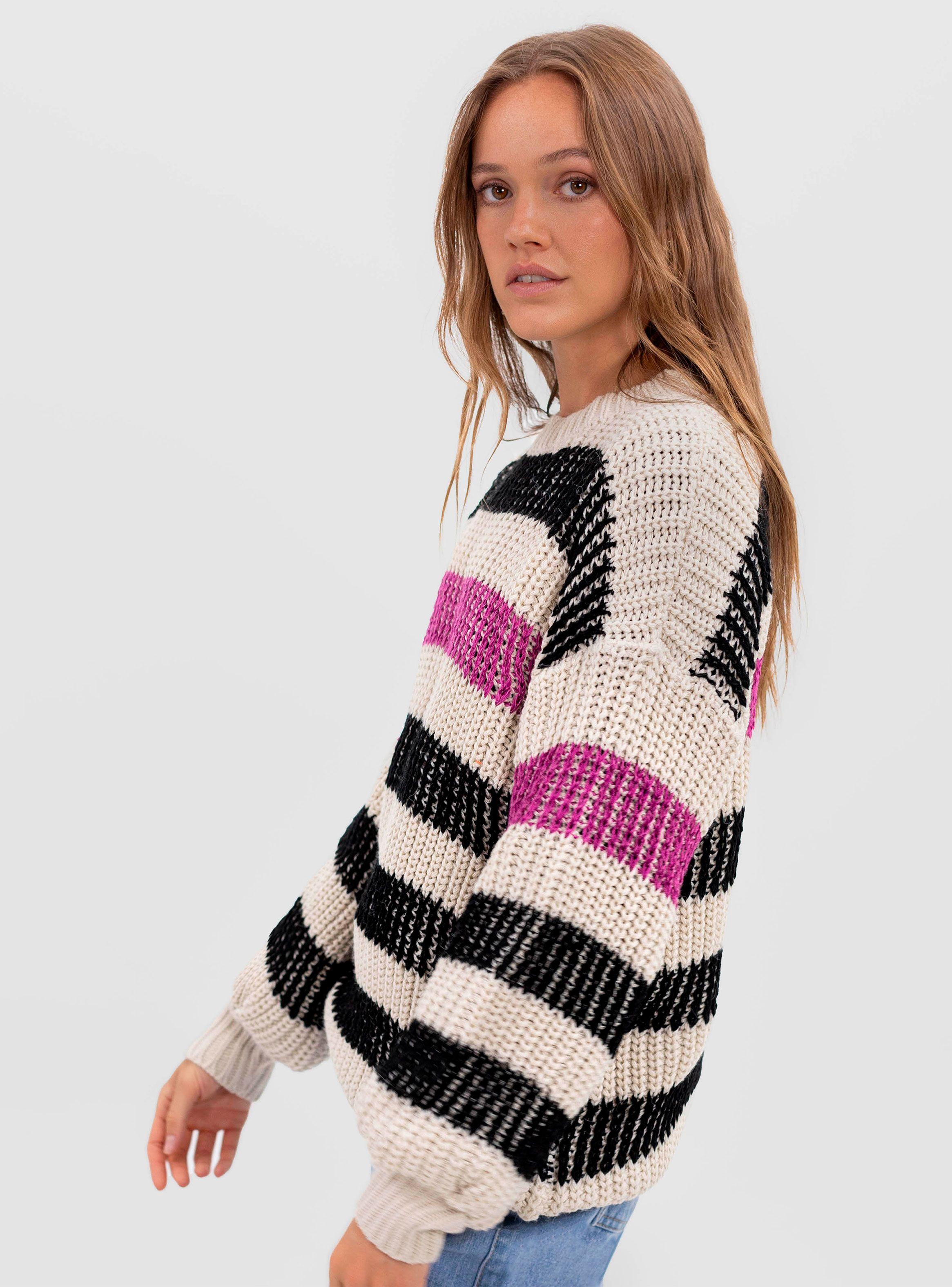 Sweater Color Block Ecru-3