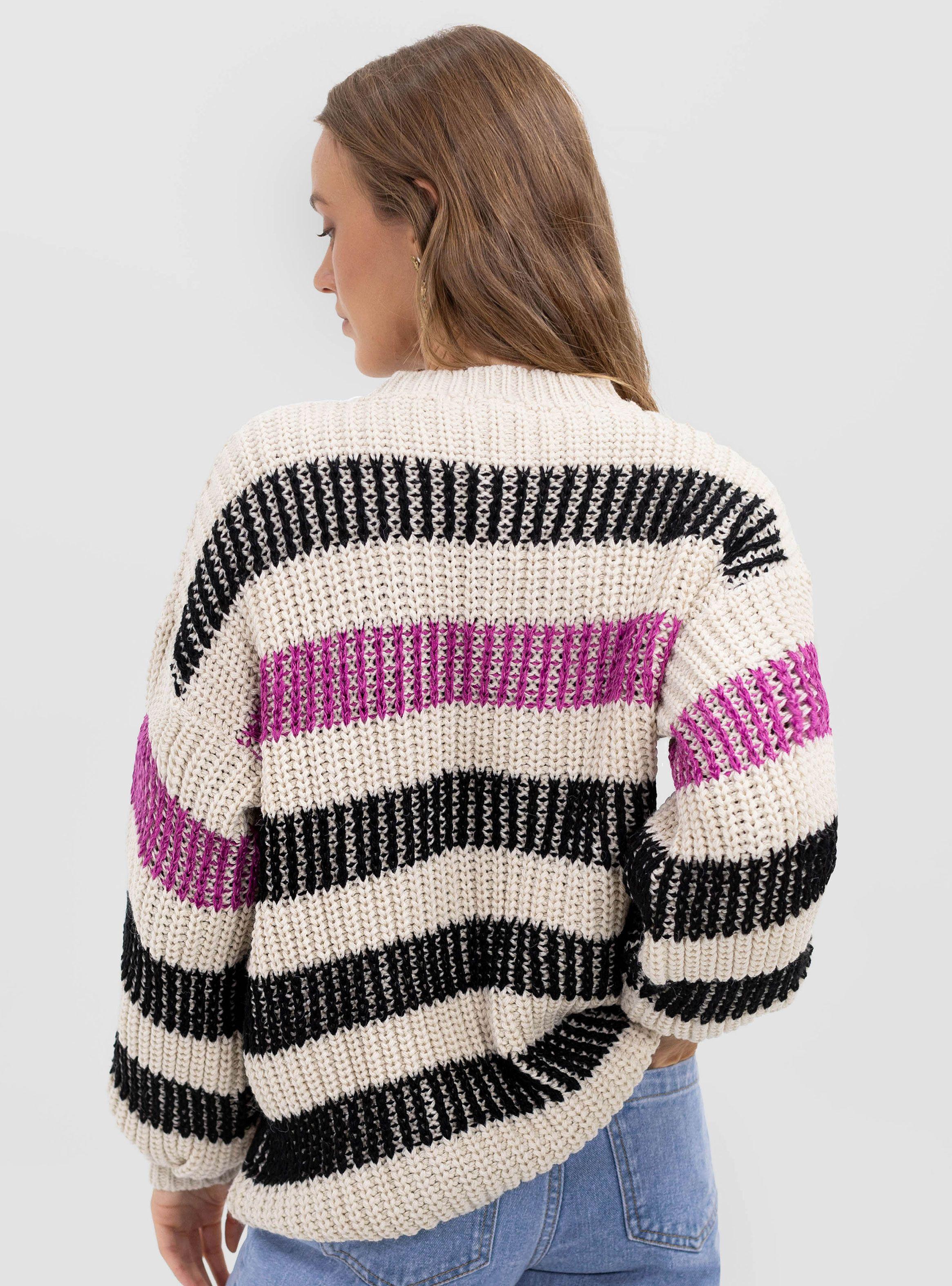 Sweater Color Block Ecru-2