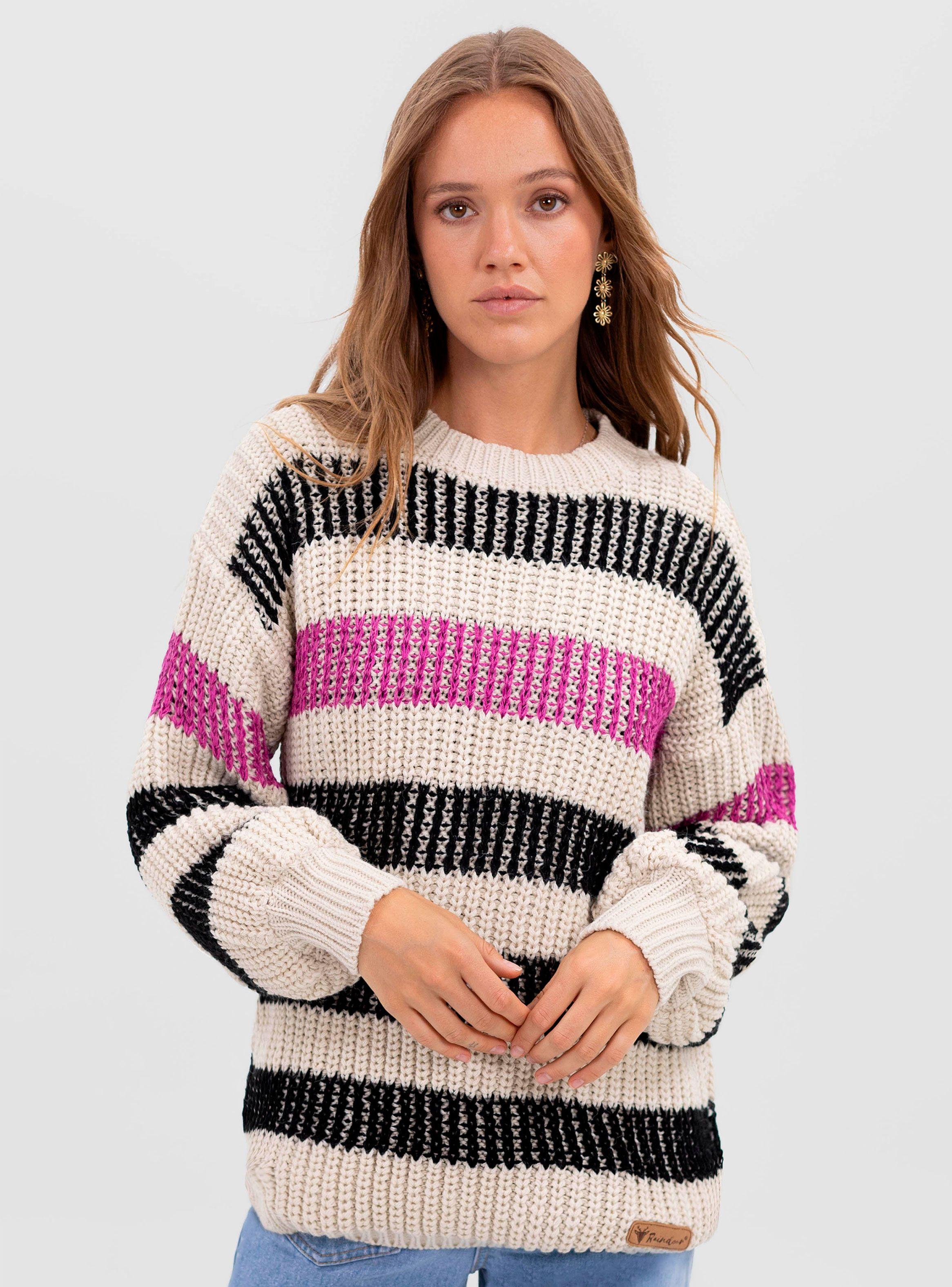 Sweater Color Block Ecru-1