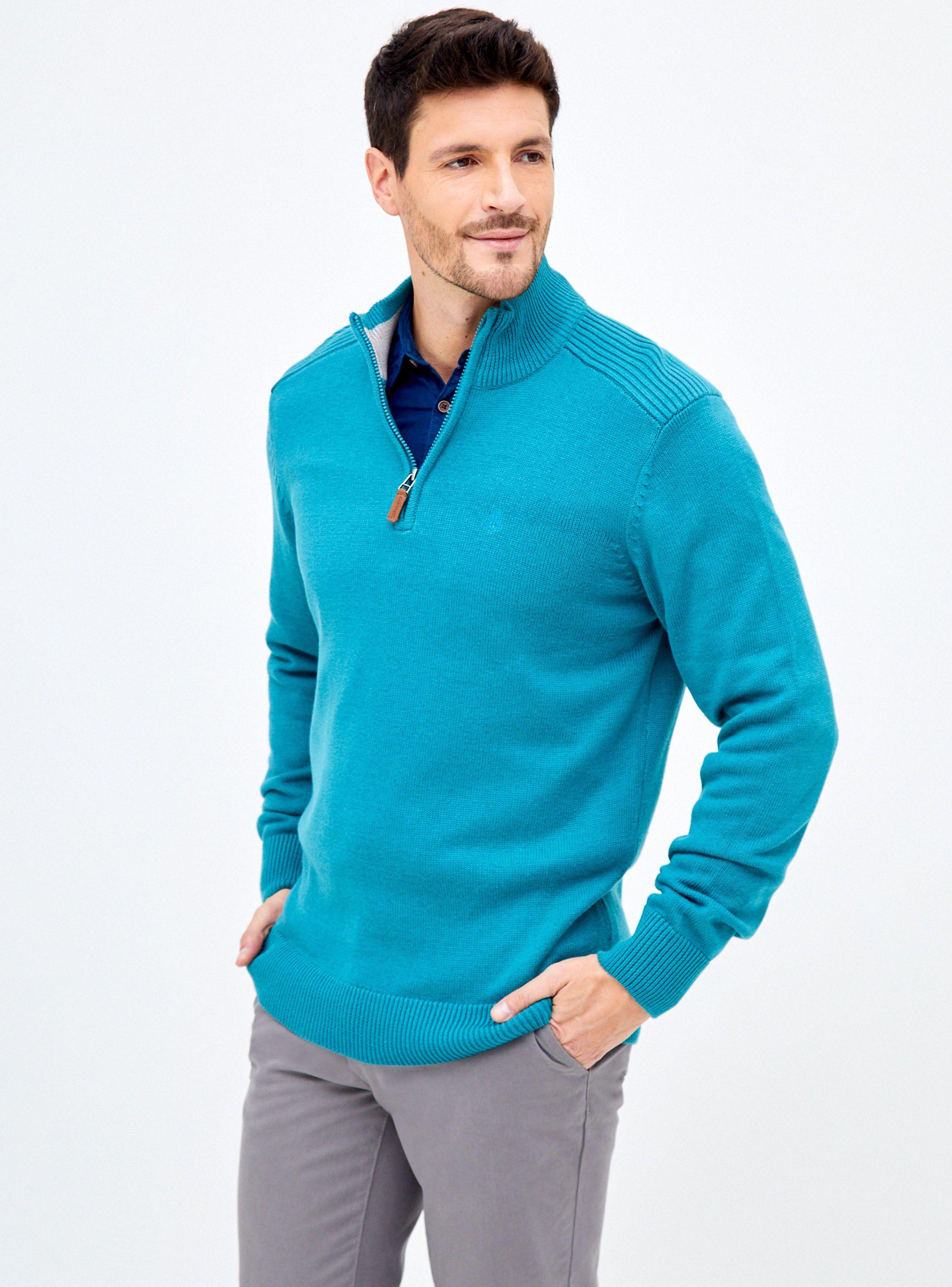 Sweater Cuello Alto Semi Abierto con Cierre-0