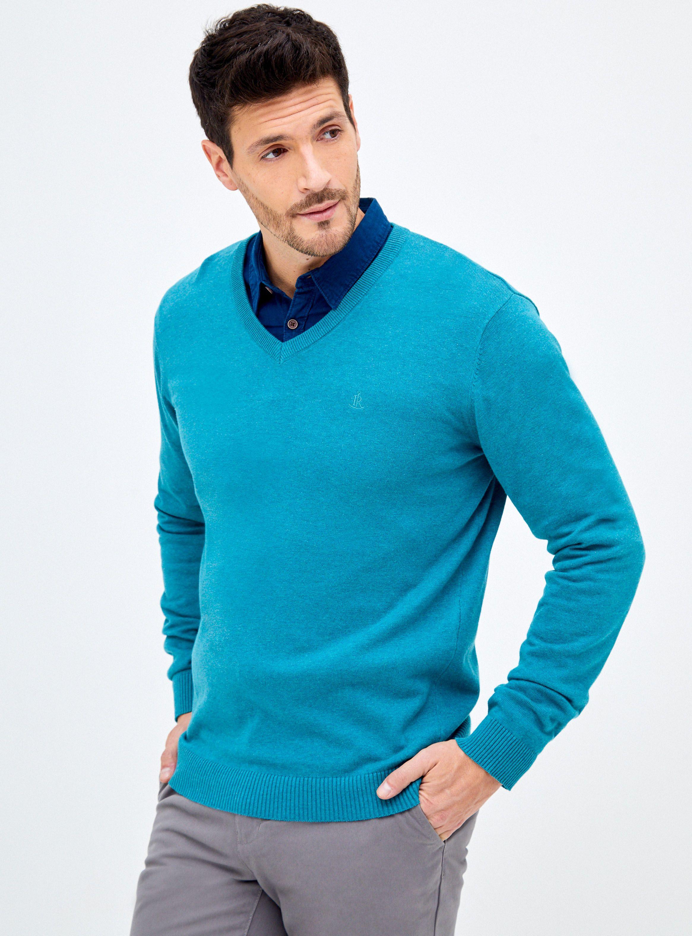 Sweater Cuello V Tejido-0