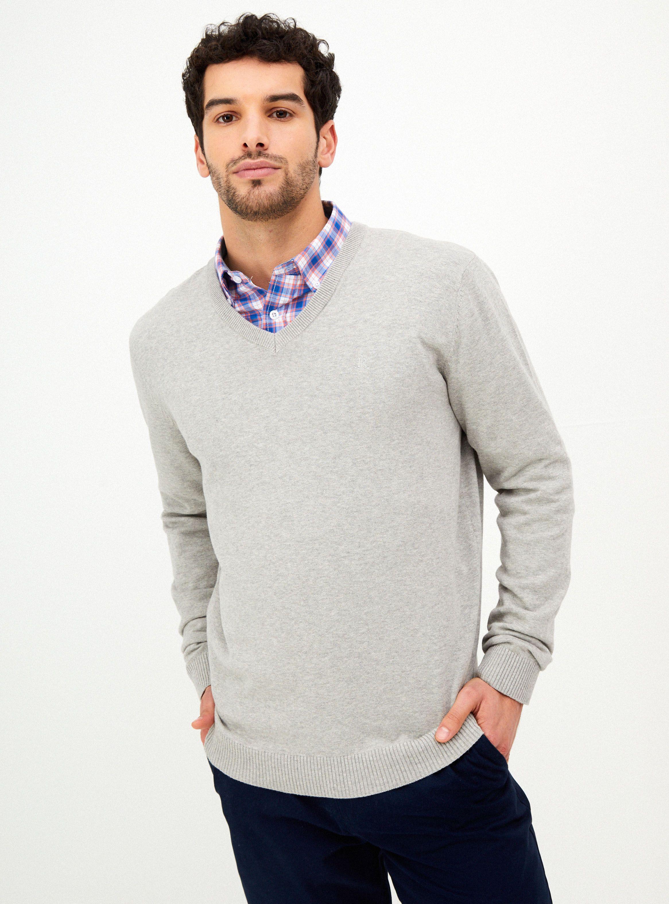 Sweater Cuello V Tejido-0