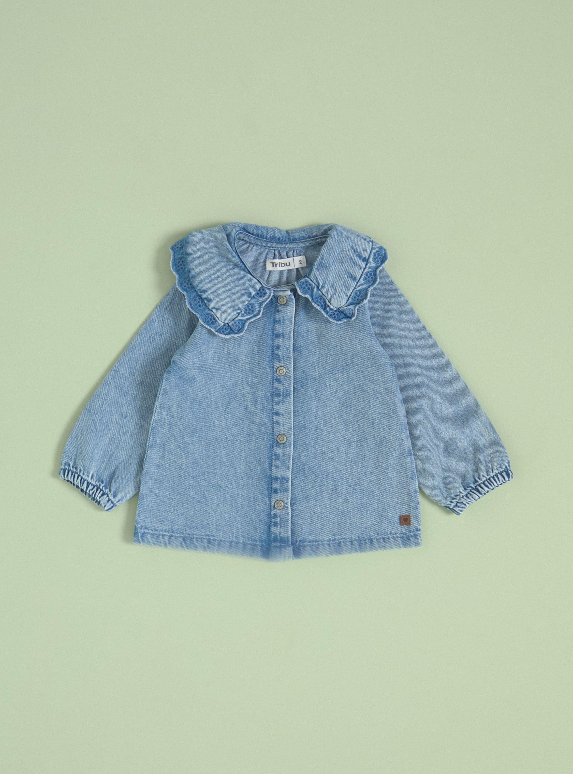 Blusa Jeans con Cuello Payaso-0