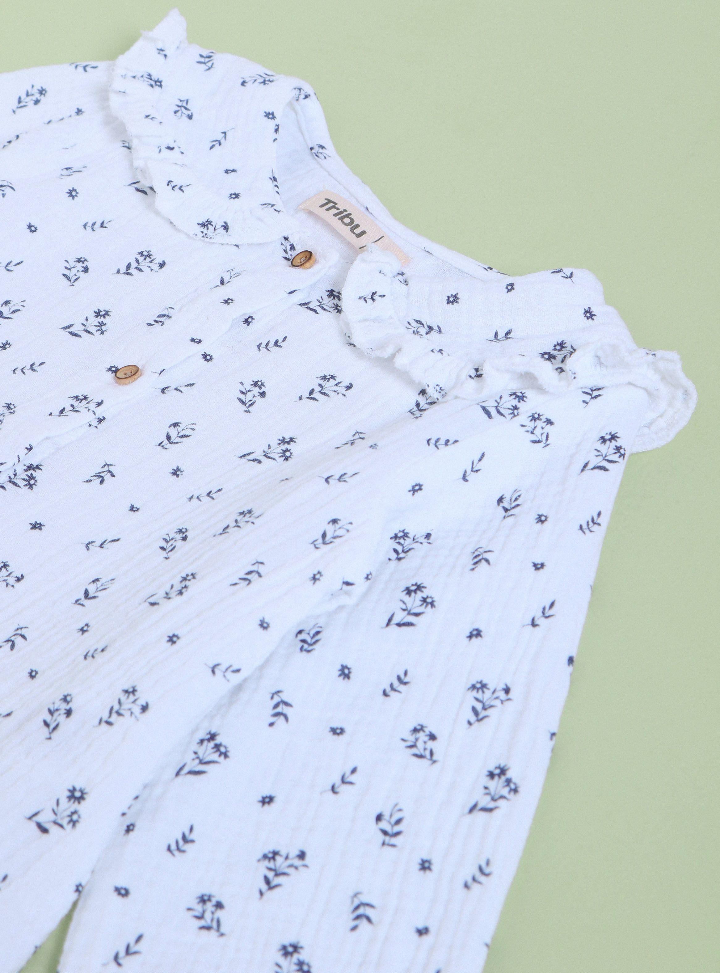 Blusa Muselina con Florecitas Estampadas y Cuello Payaso-2