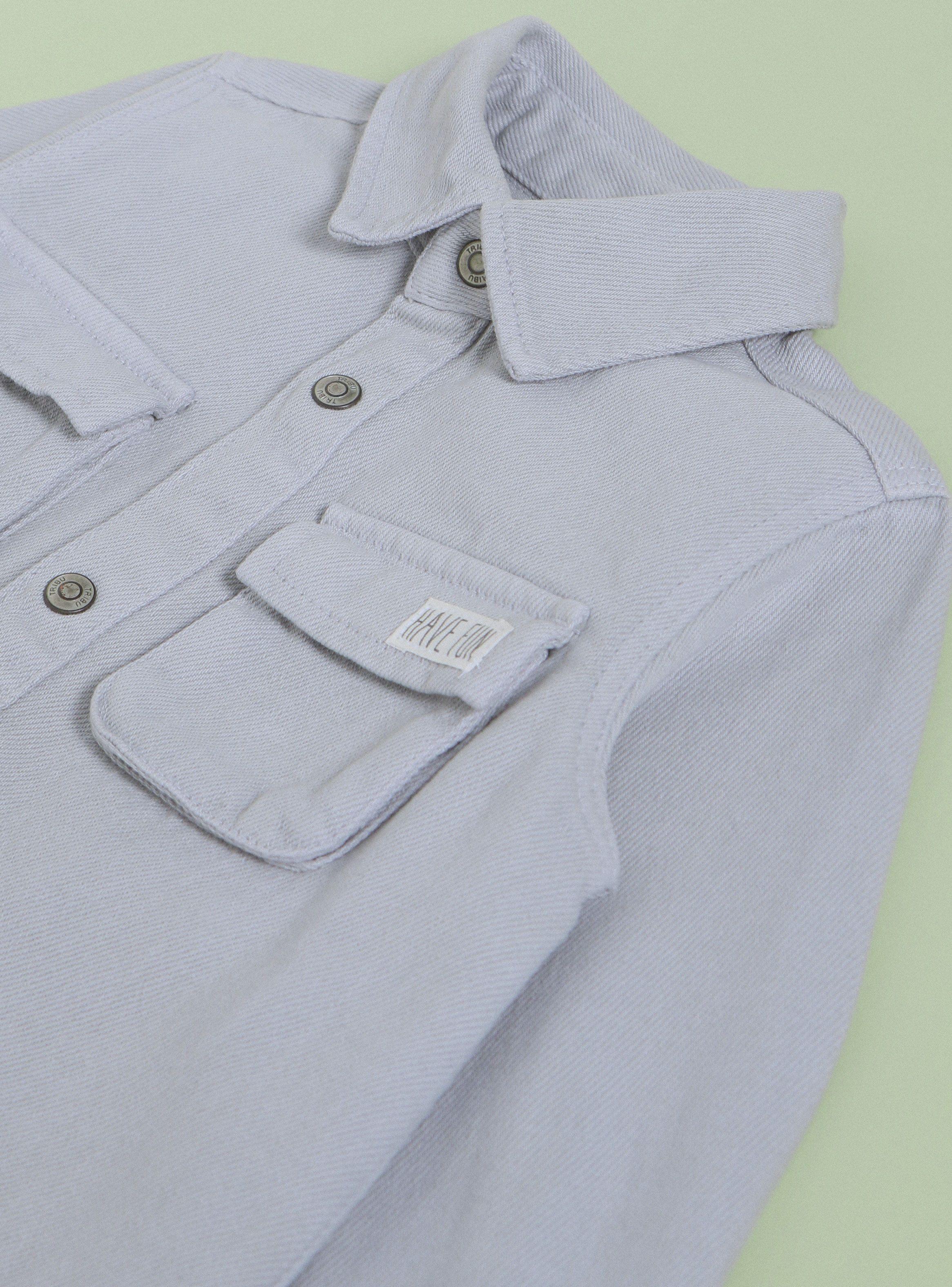 Camisa de Vestir Jeans con Bolsillo Parche-2