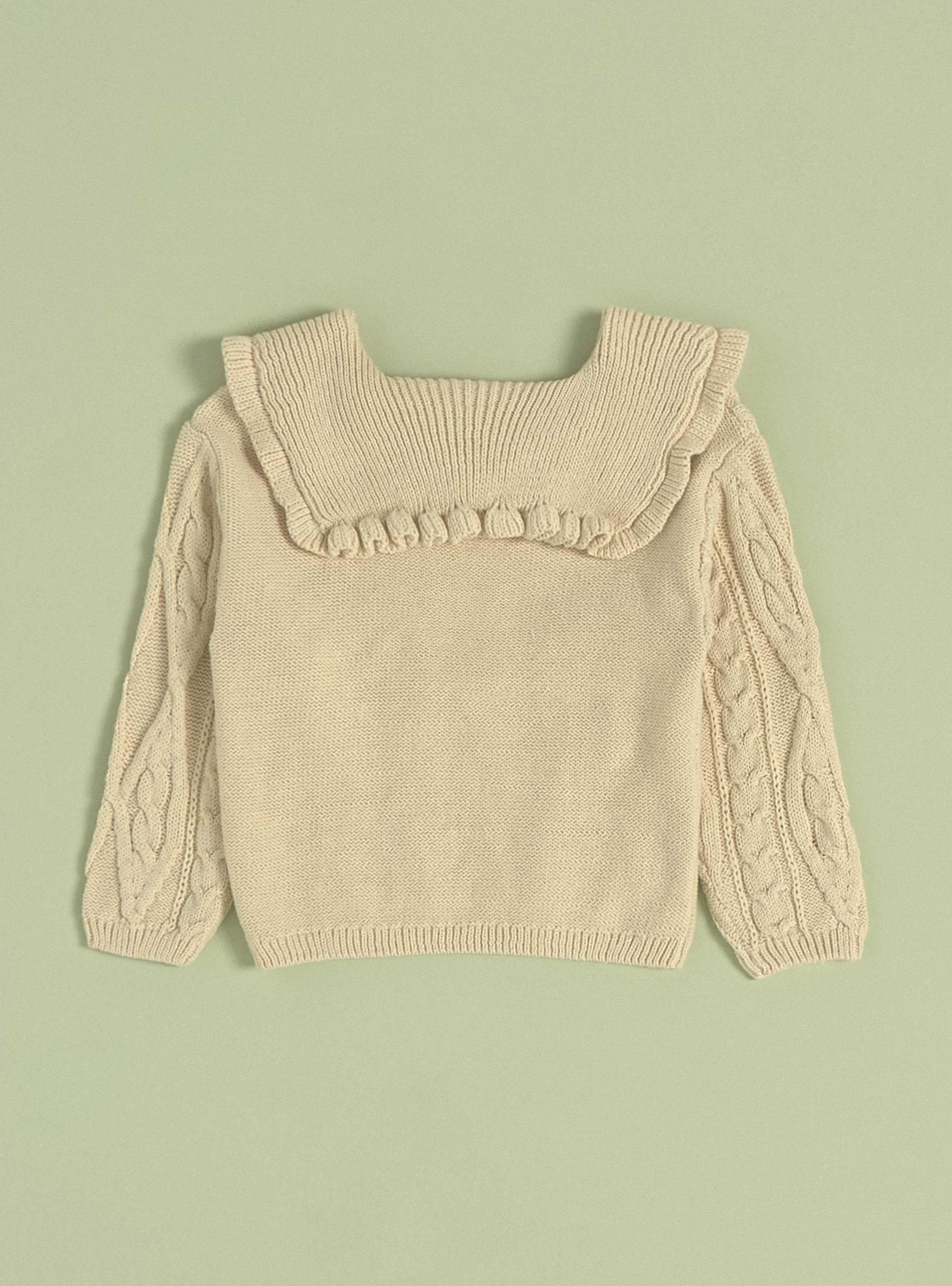 Sweater Niña con Bordados y Diseño Trenzado-1