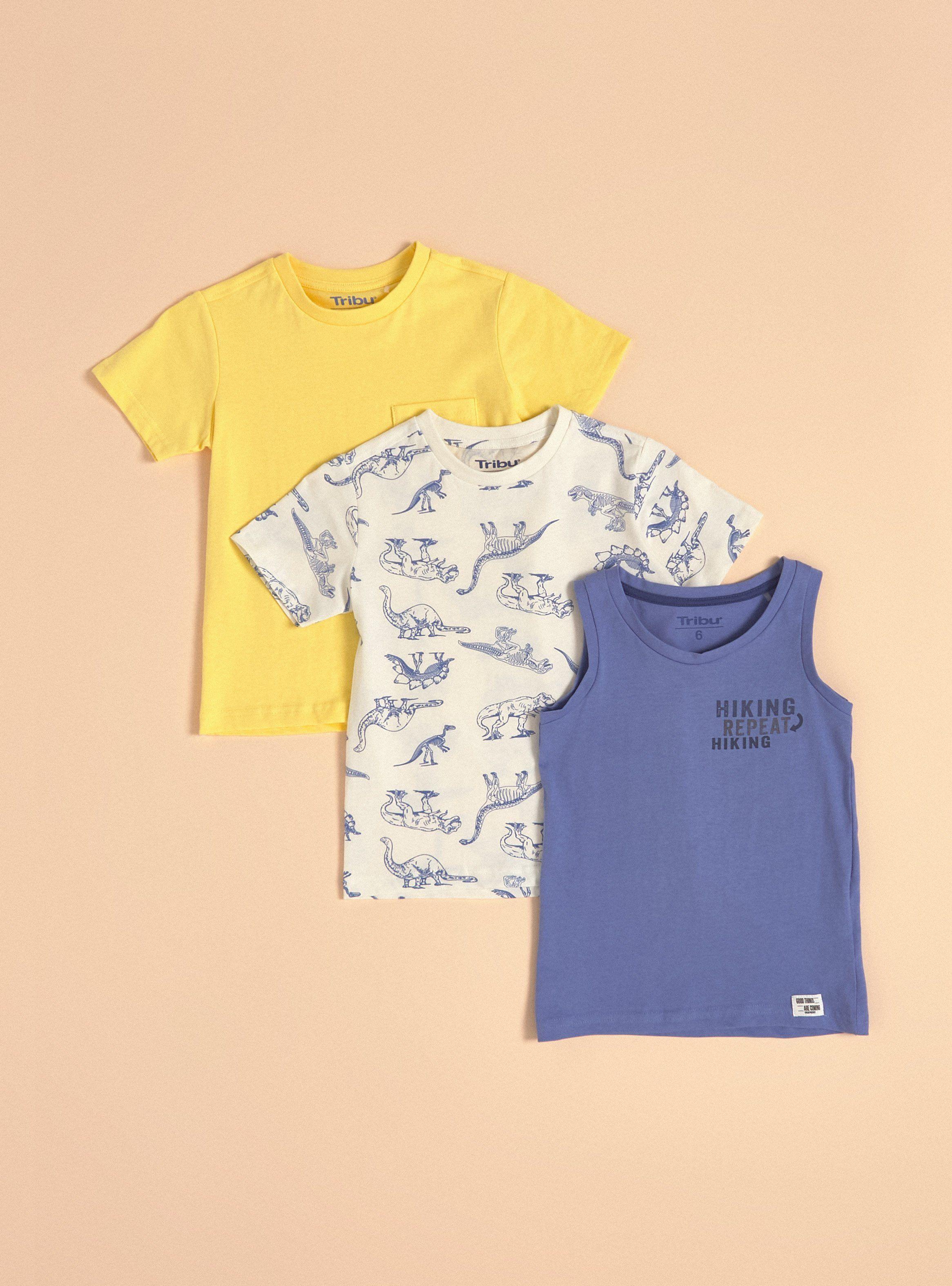 Polera Tripack Estampada Lisa Bolsillo-0