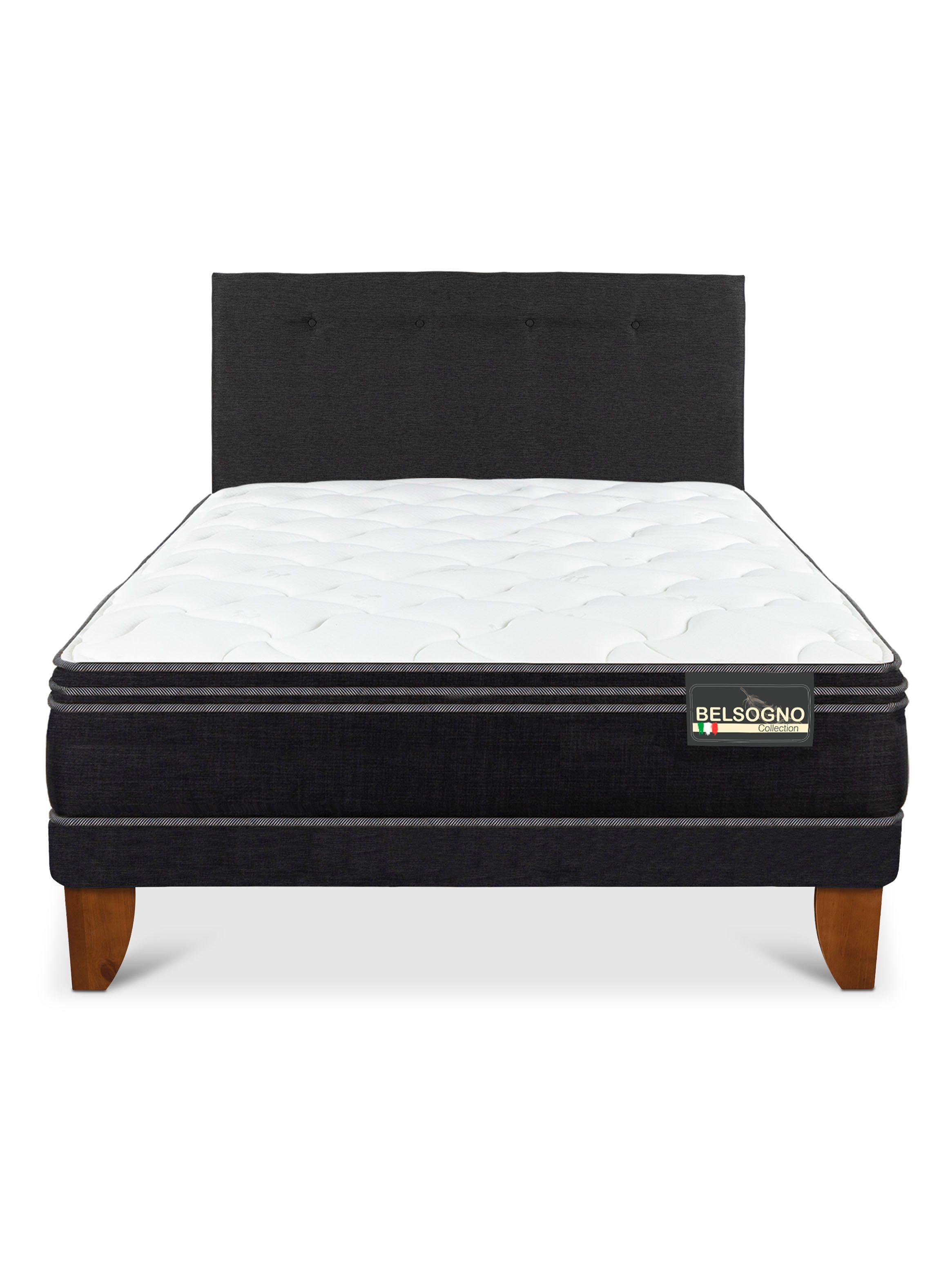 Cama Europea Premium 1.5 Plazas +  Respaldo Black-2