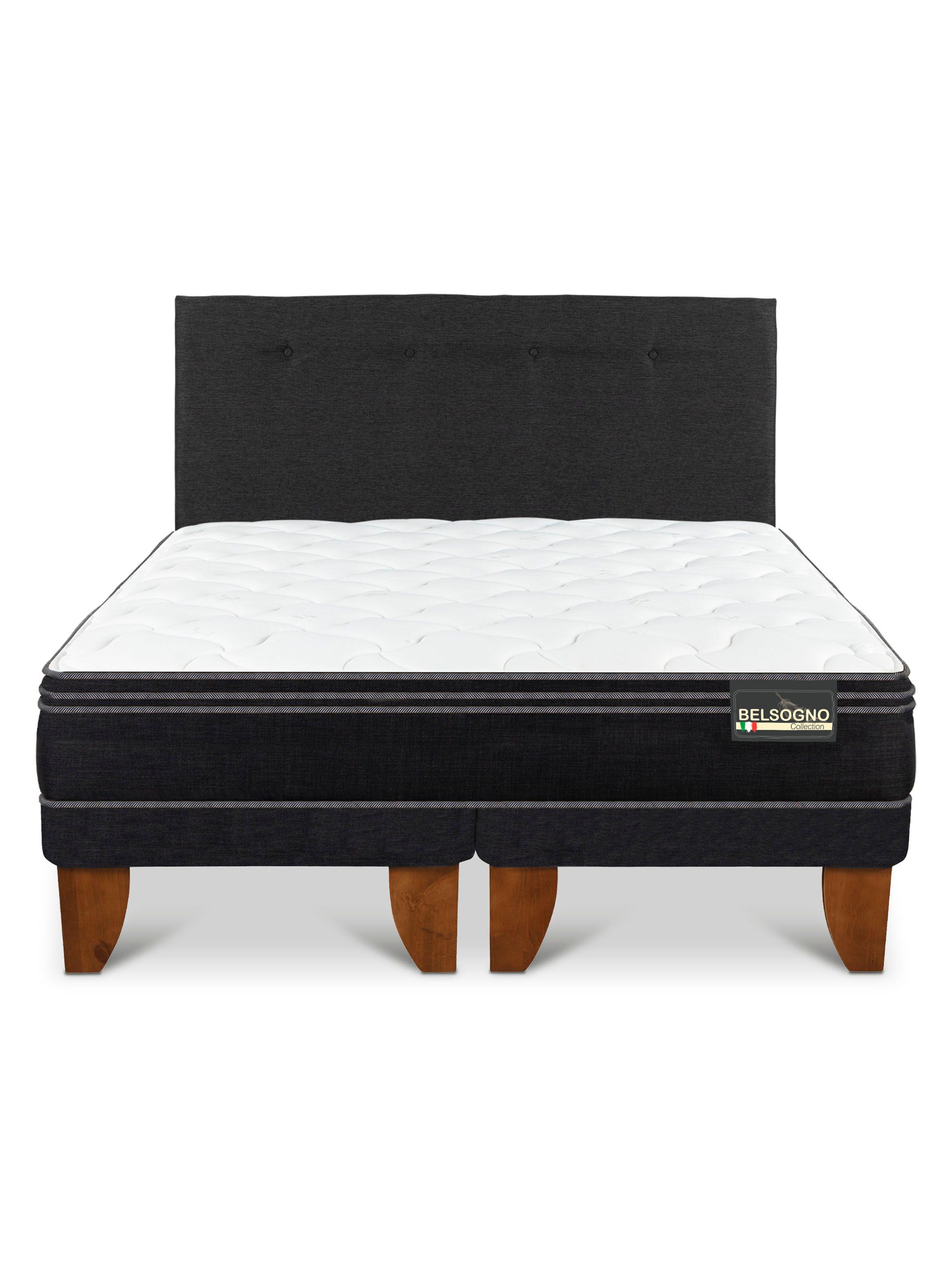 Cama Europea Premium 2 Plazas + Respaldo Black-2