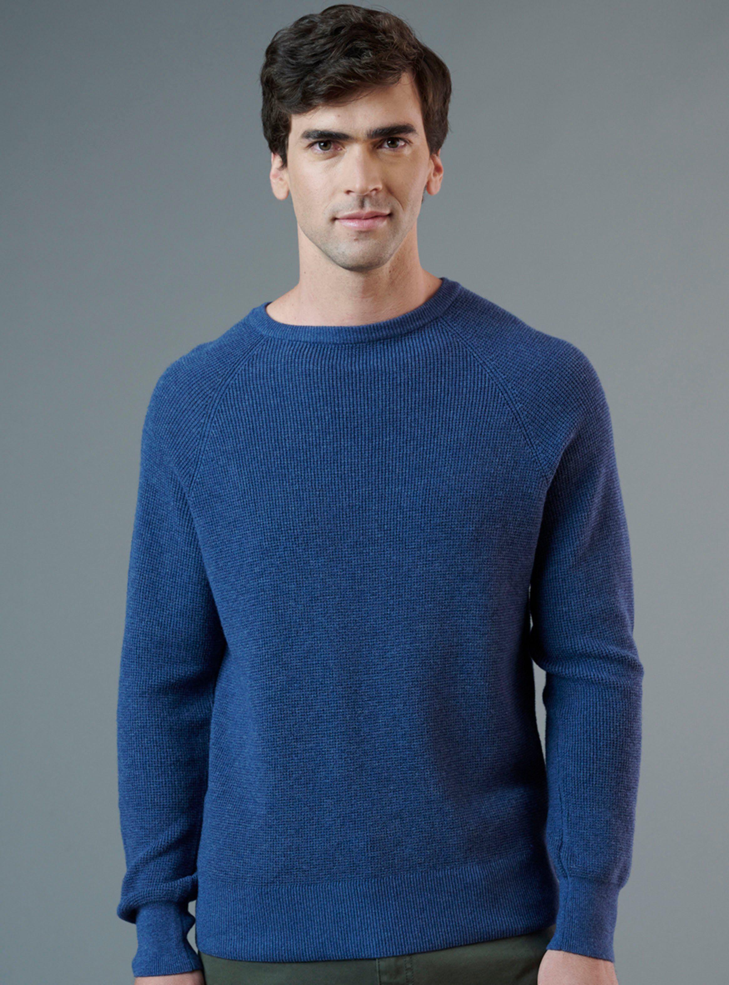 Sweater Liso Crew Neck Waffle Merino-Cotton-0
