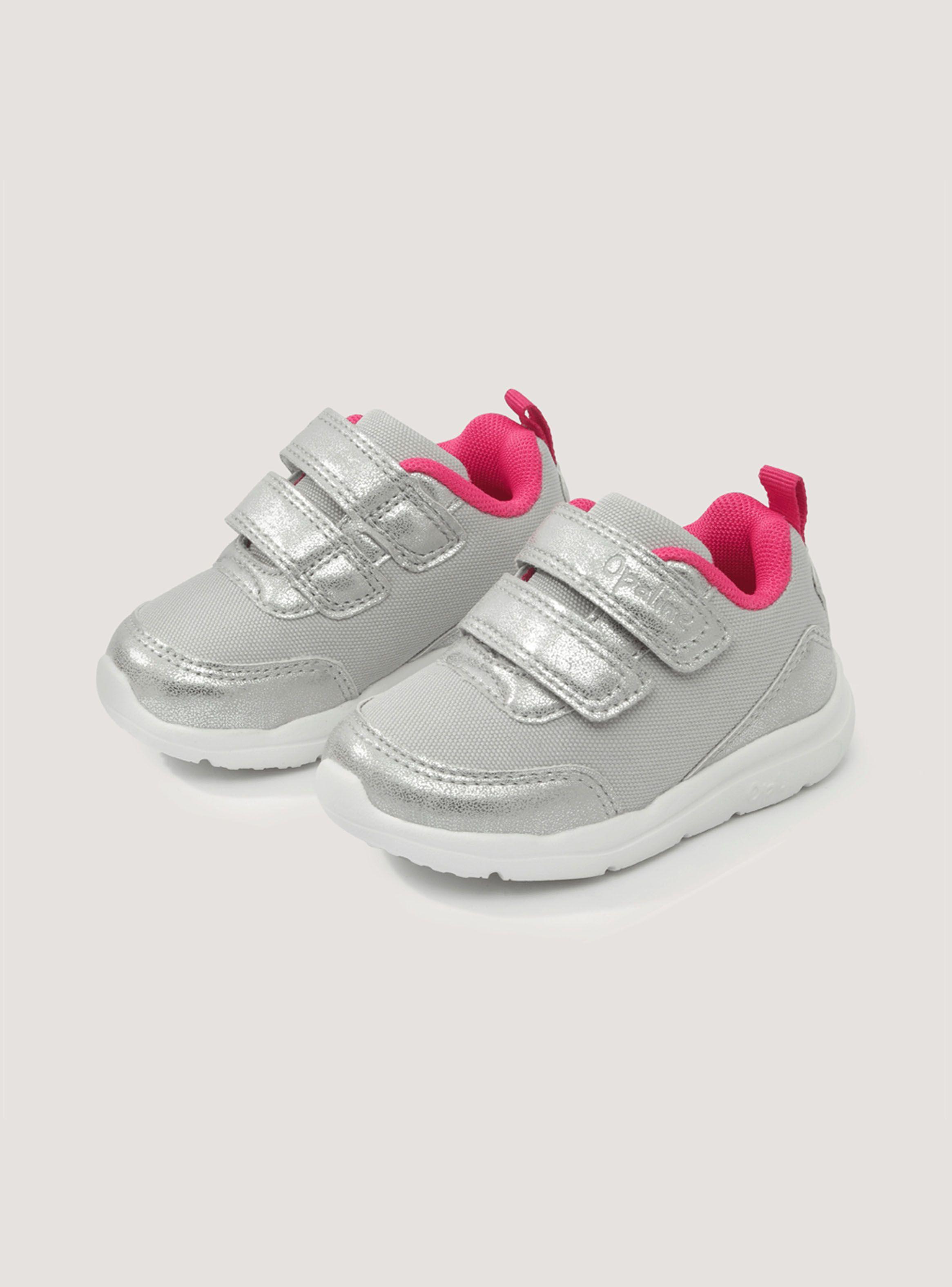 Zapatilla urbana Glliter Plateado Liviana Velcro Niña-1