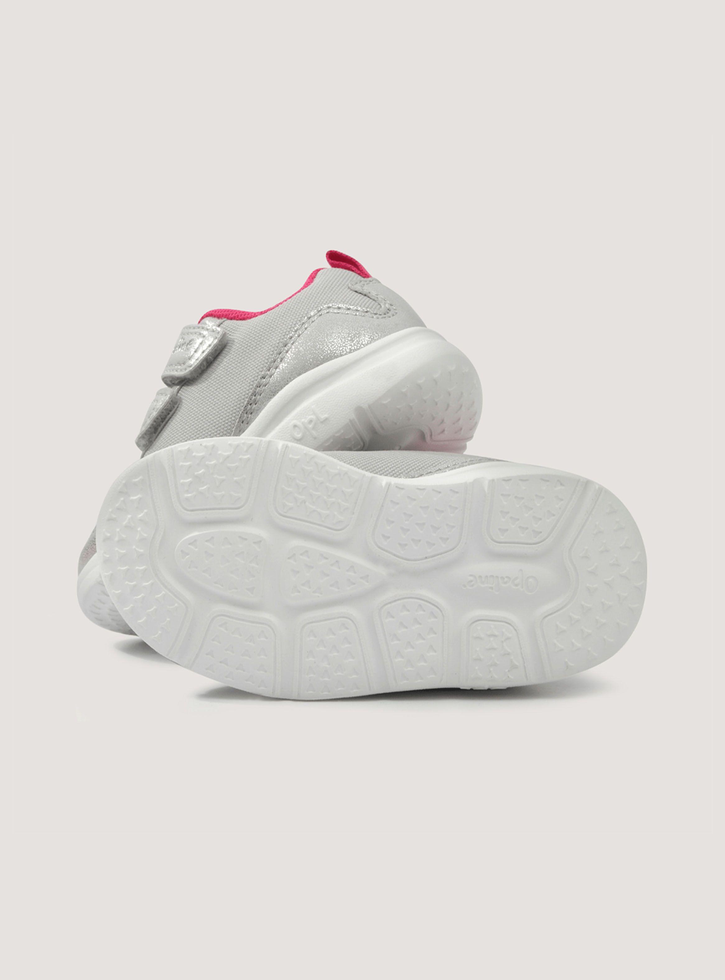 Zapatilla urbana Glliter Plateado Liviana Velcro Niña-2