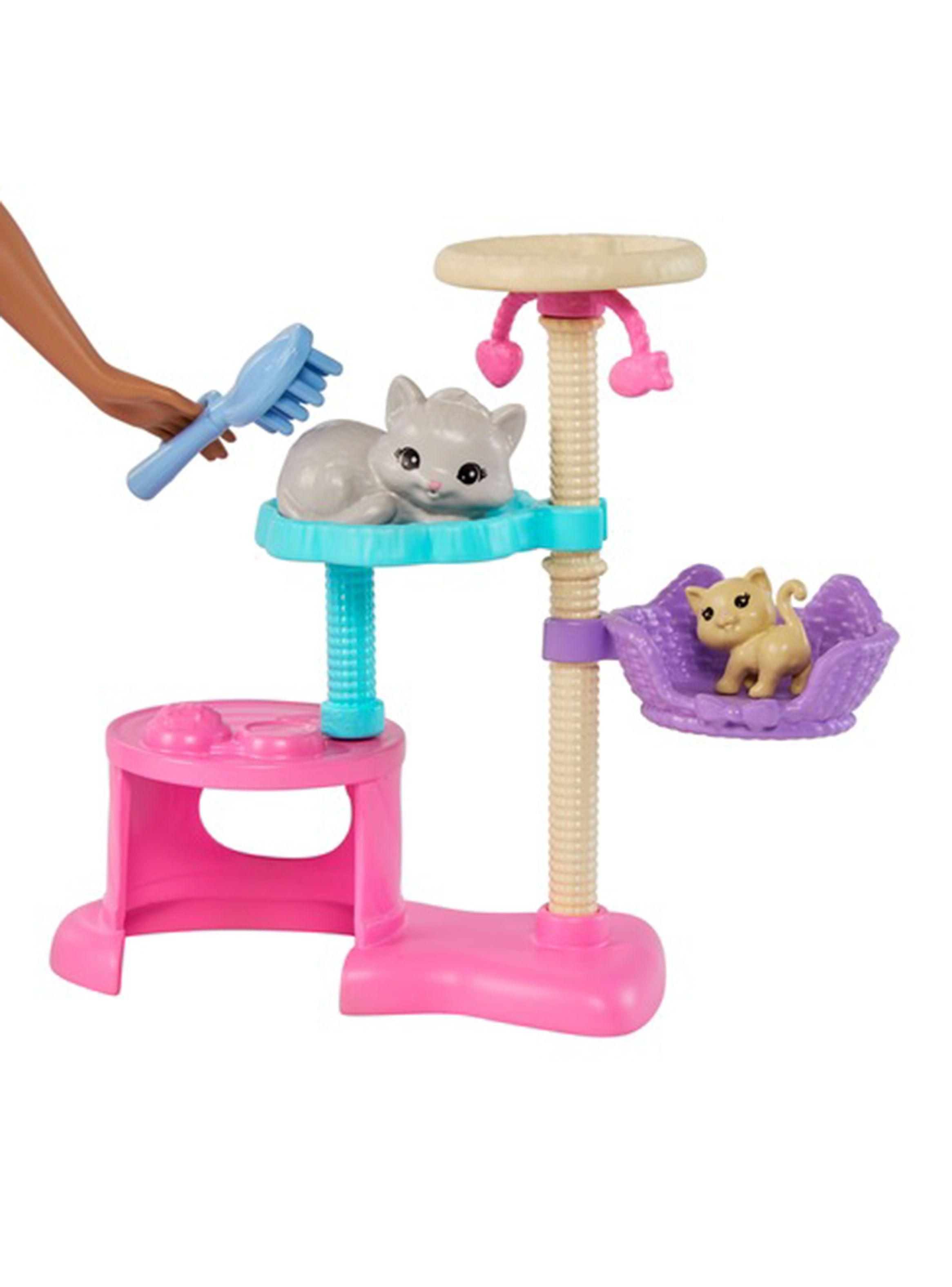 Barbie Set Cuidado de Gatitos 1 Gato y 4 Gatitos-1