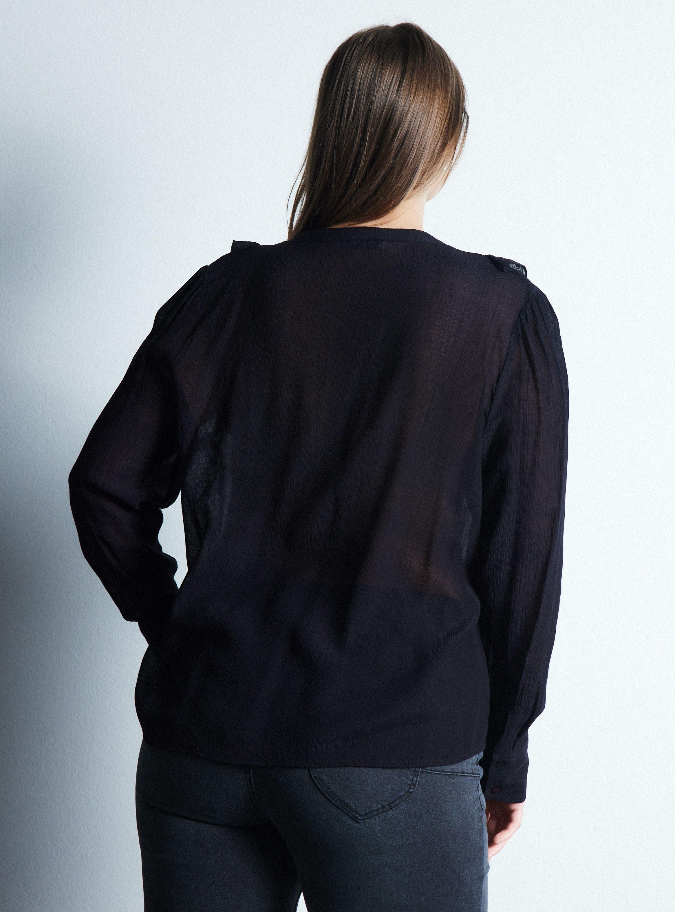 Blusa Mangas Abullonadas con Escote y Vuelos-7