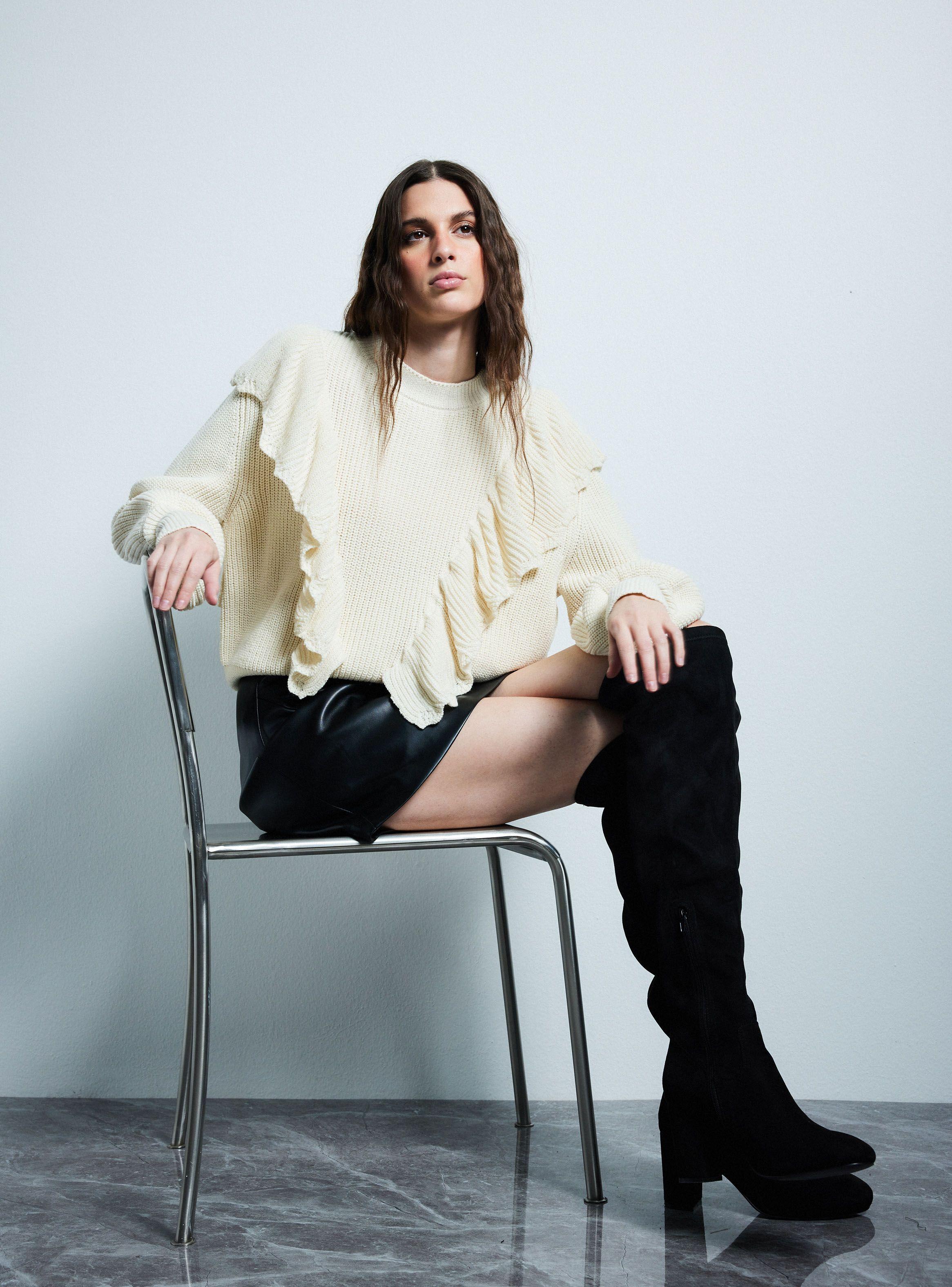 Sweater Manga Globo con Vuelos Frontales-4