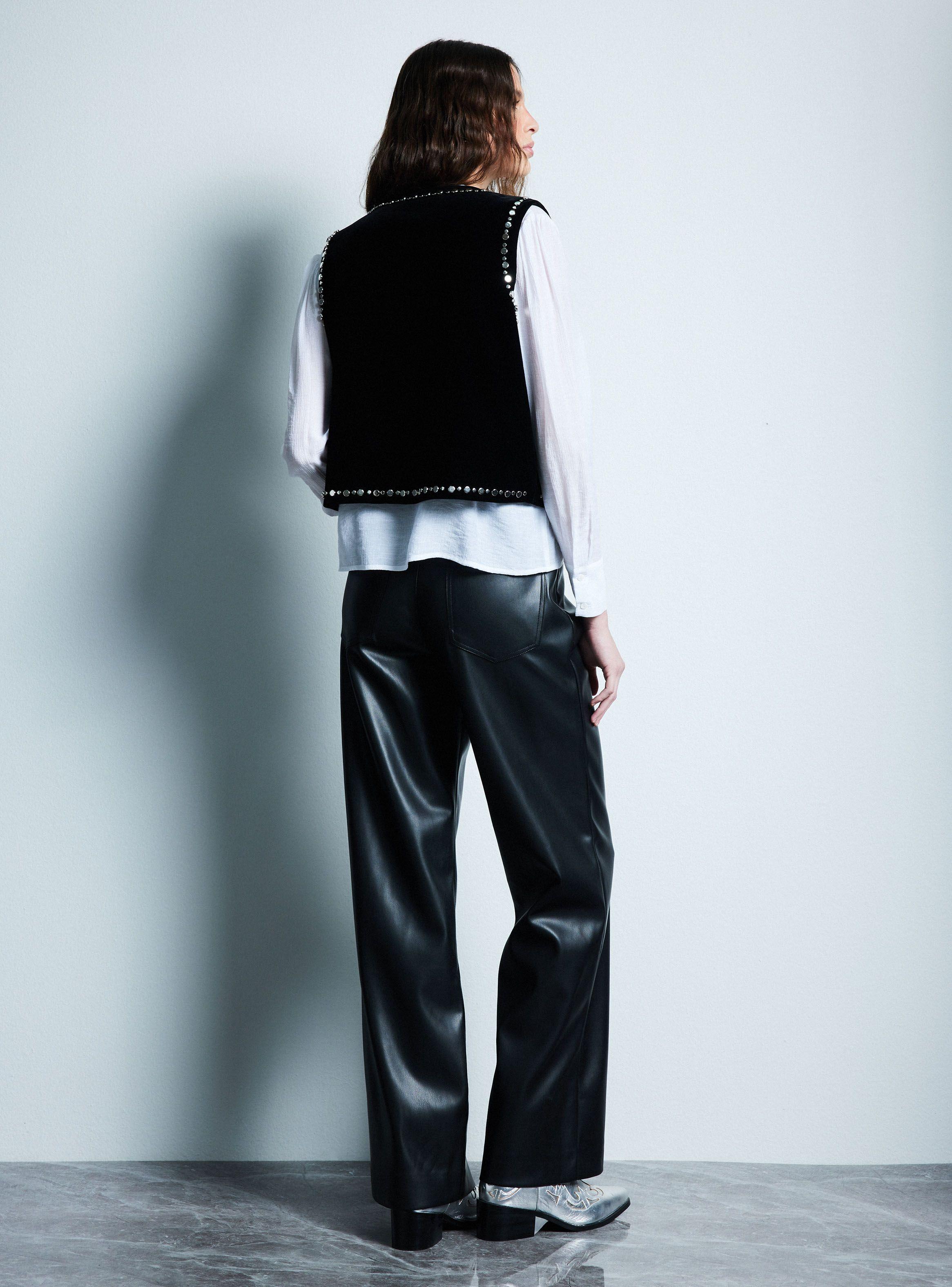 Blazer Sin Mangas Efecto Terciopelo Con Tachas-5