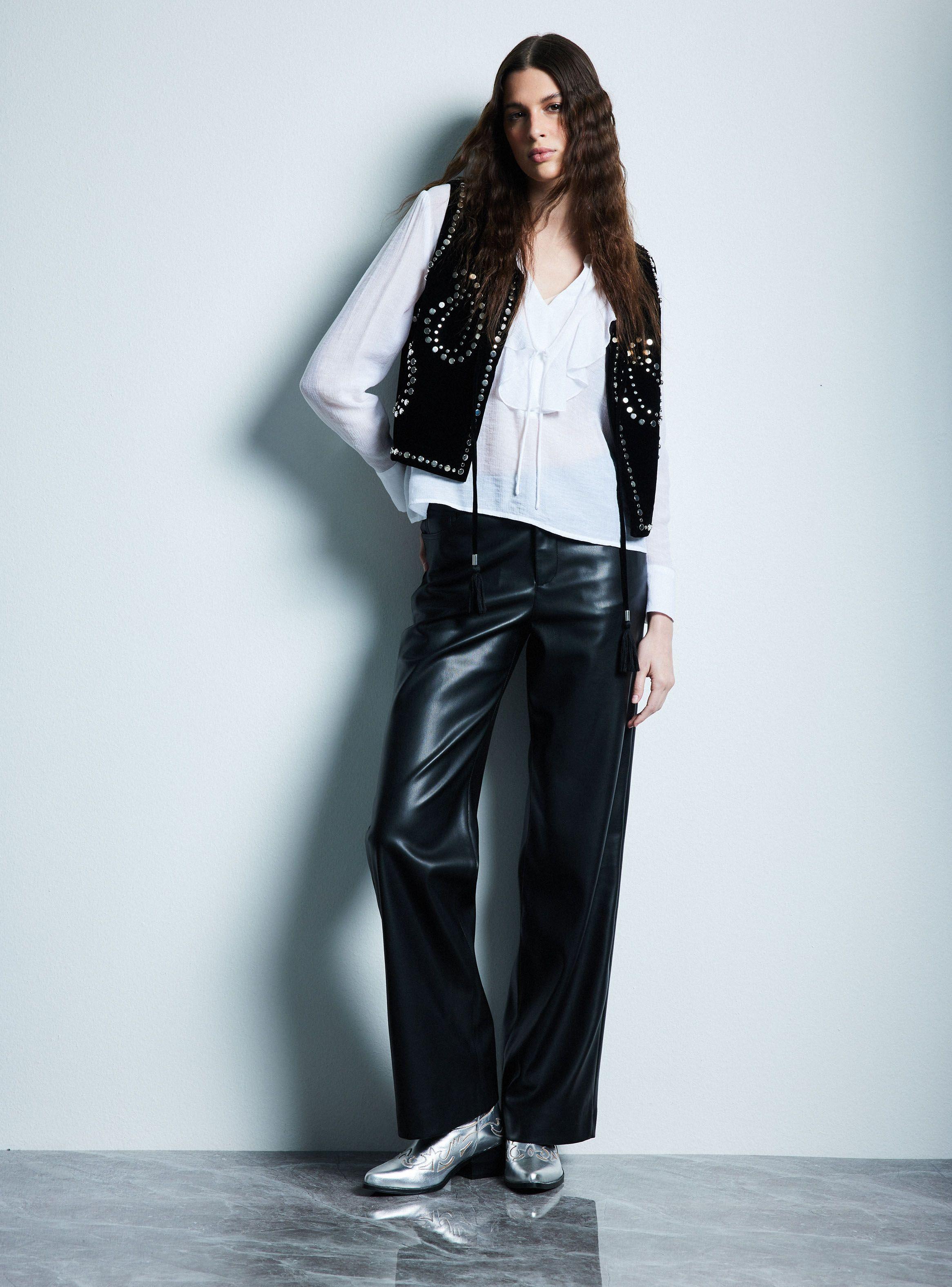 Blazer Sin Mangas Efecto Terciopelo Con Tachas-4