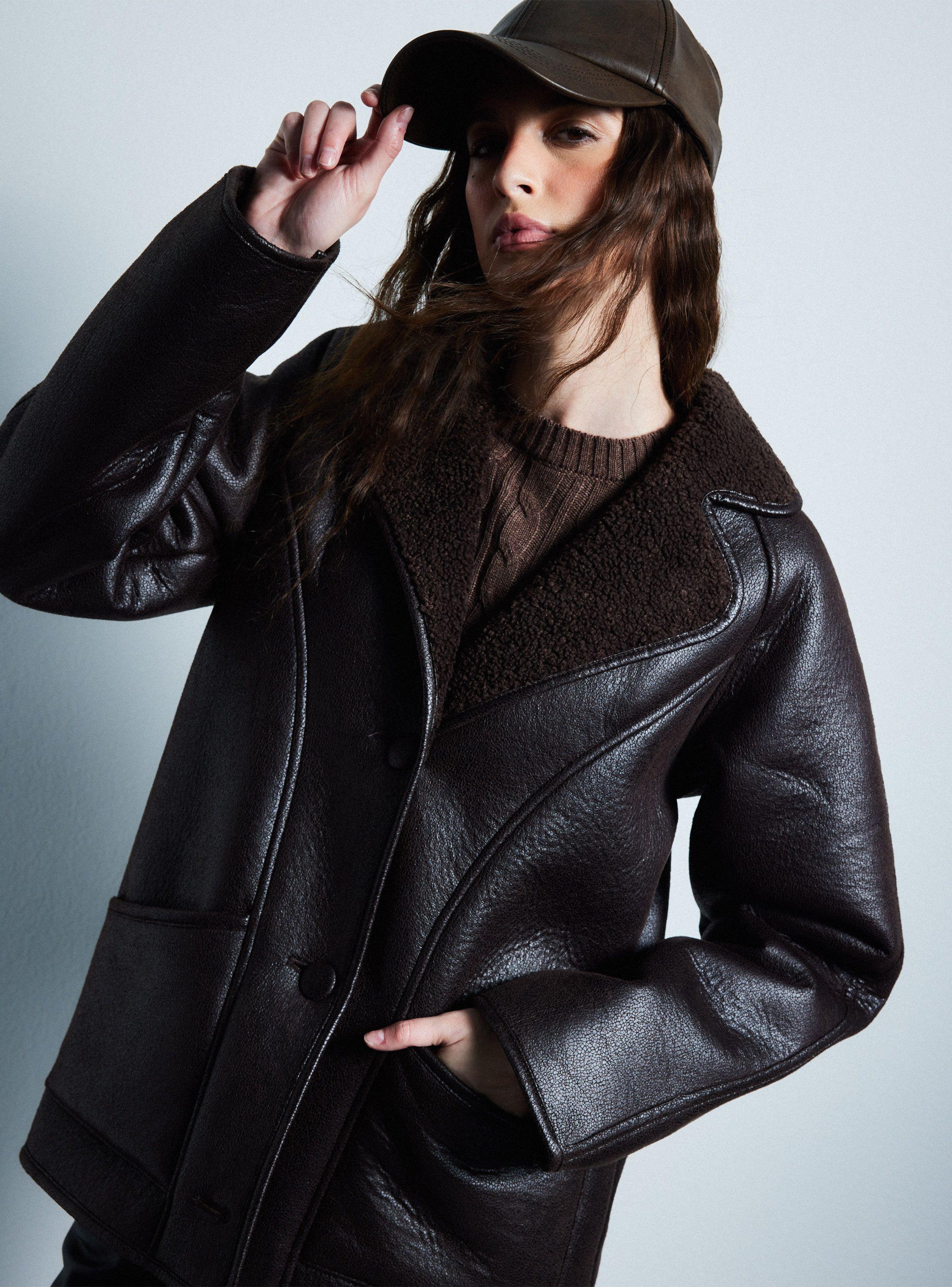 Chaqueta Doble Faz Efecto Cuero Interior Corderito-2