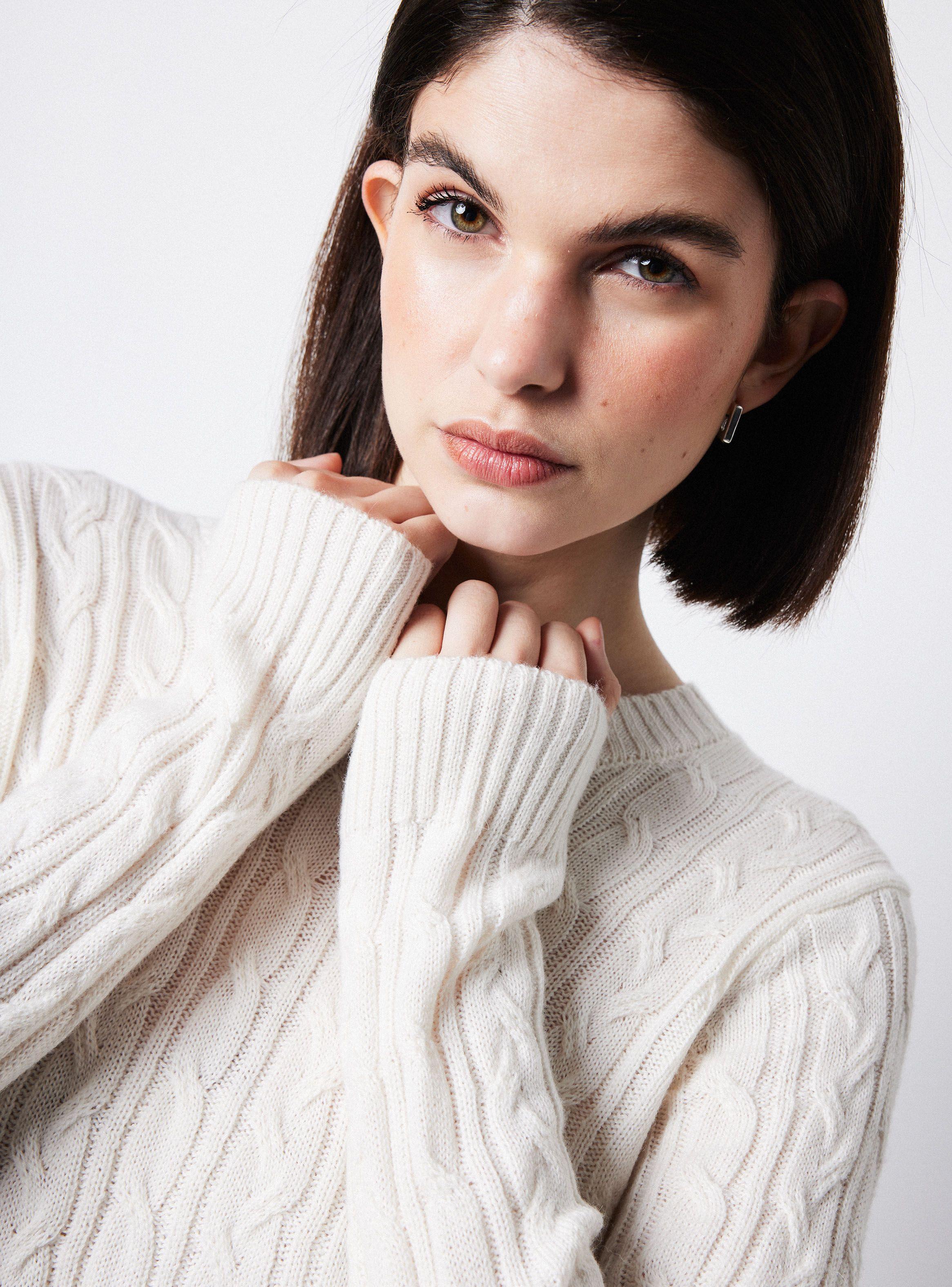 Sweater Manga Larga Trenzado Con Lana-2