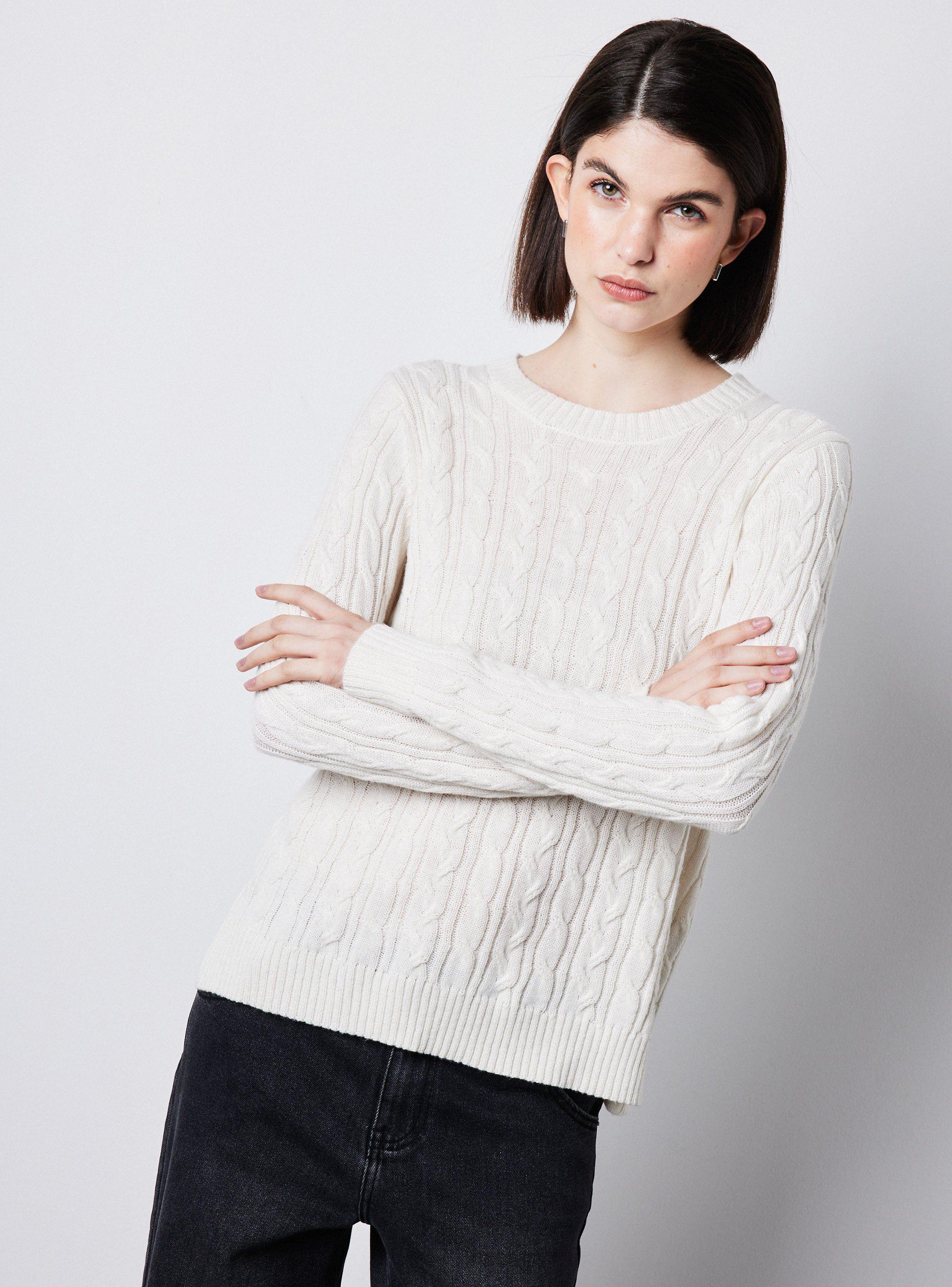 Sweater Manga Larga Trenzado Con Lana-0