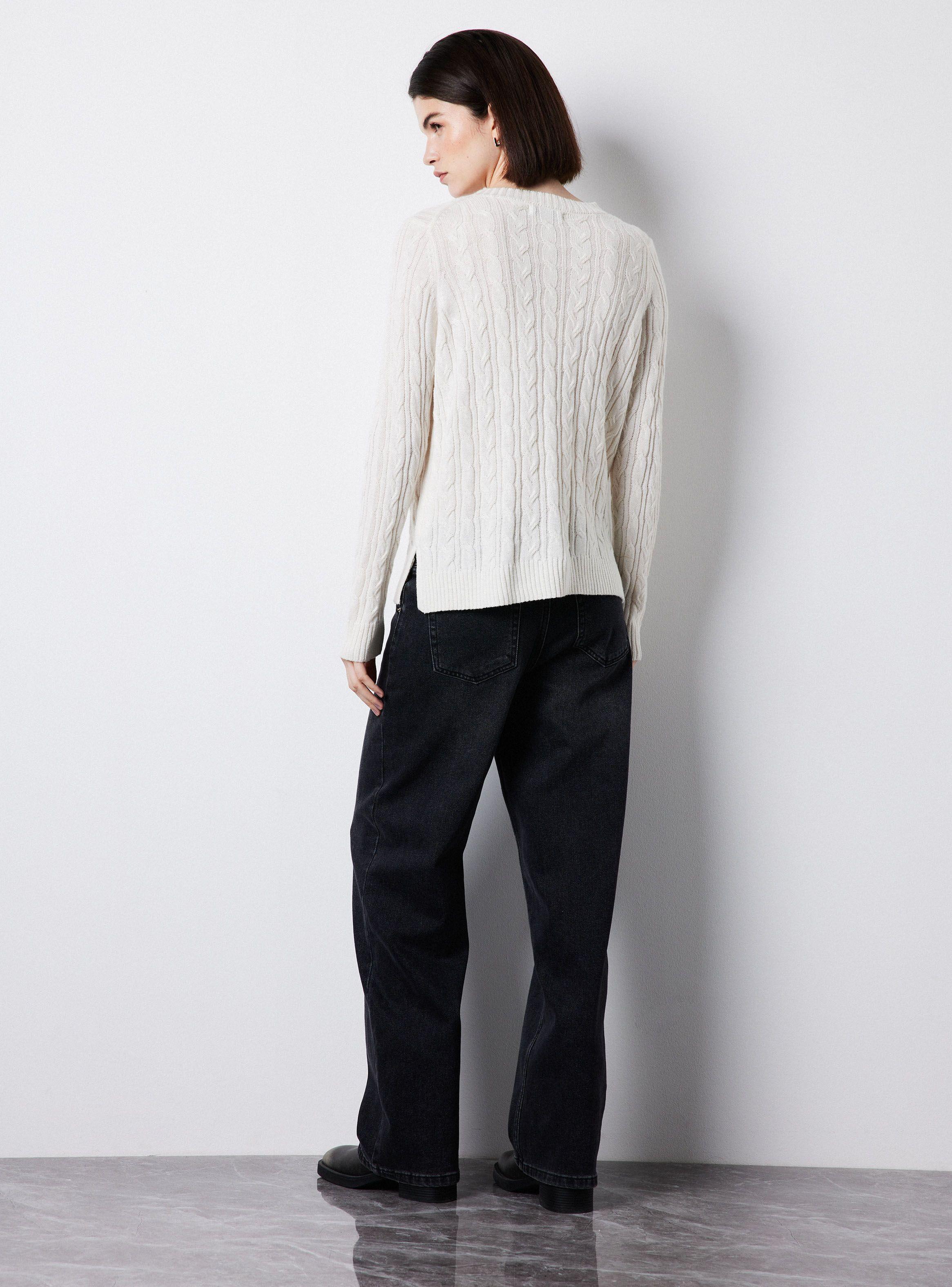 Sweater Manga Larga Trenzado Con Lana-5