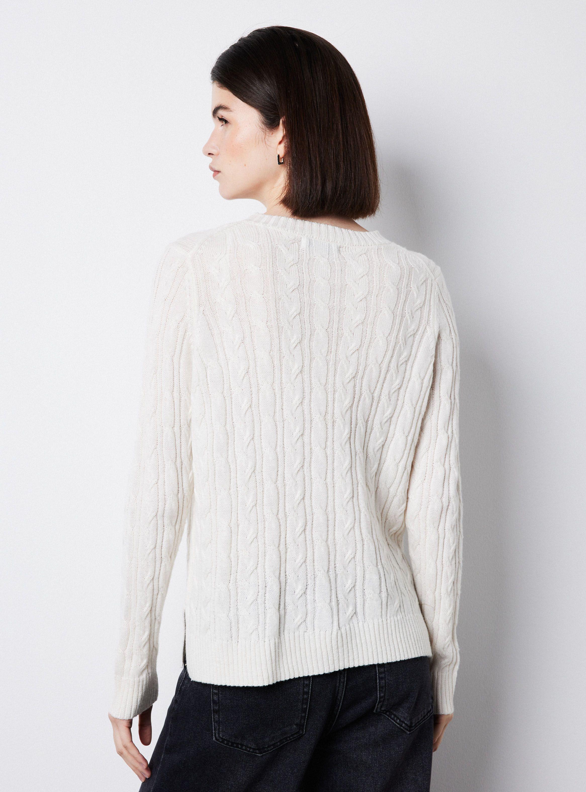 Sweater Manga Larga Trenzado Con Lana-1
