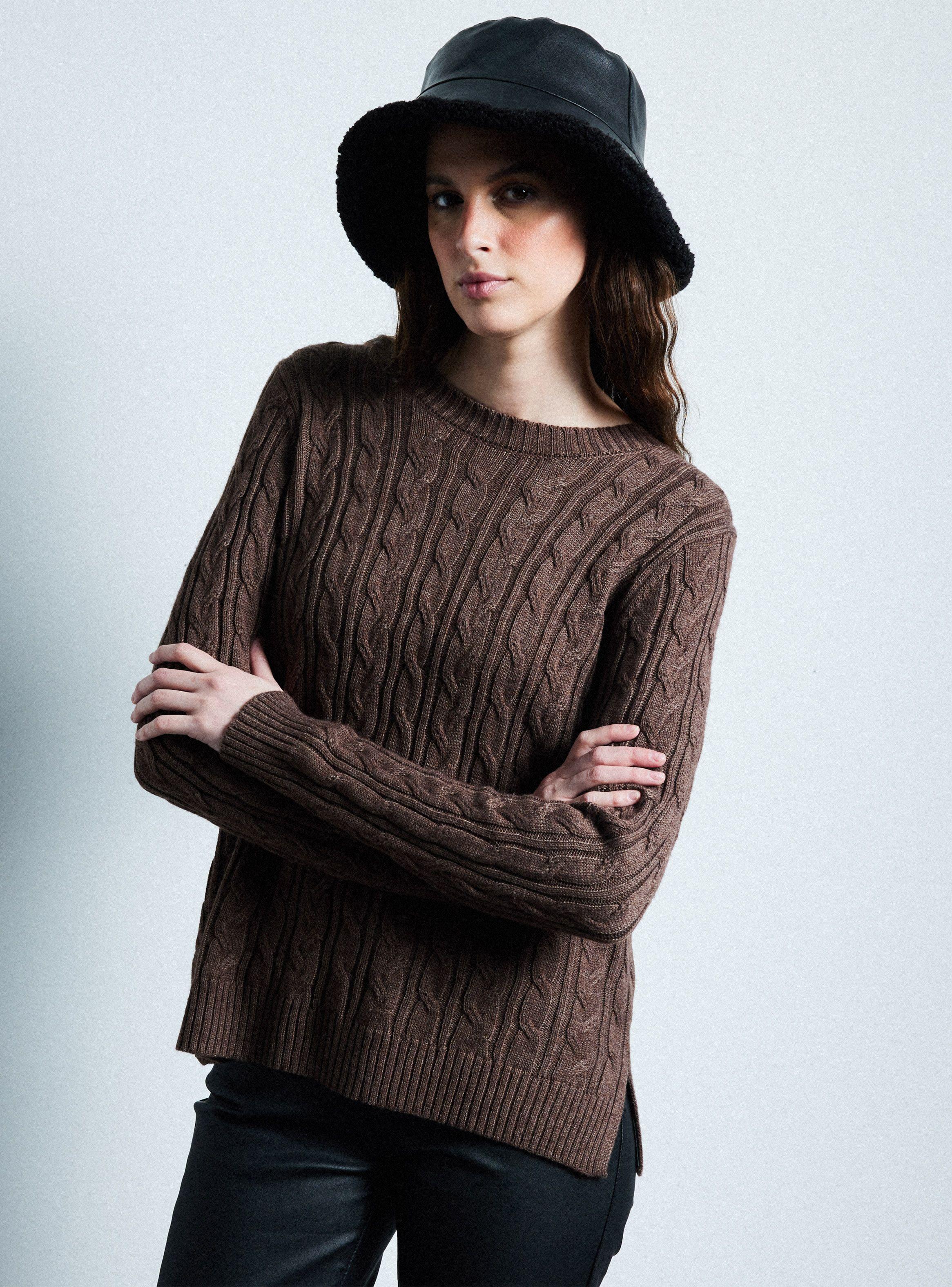Sweater Manga Larga Trenzado Con Lana-0