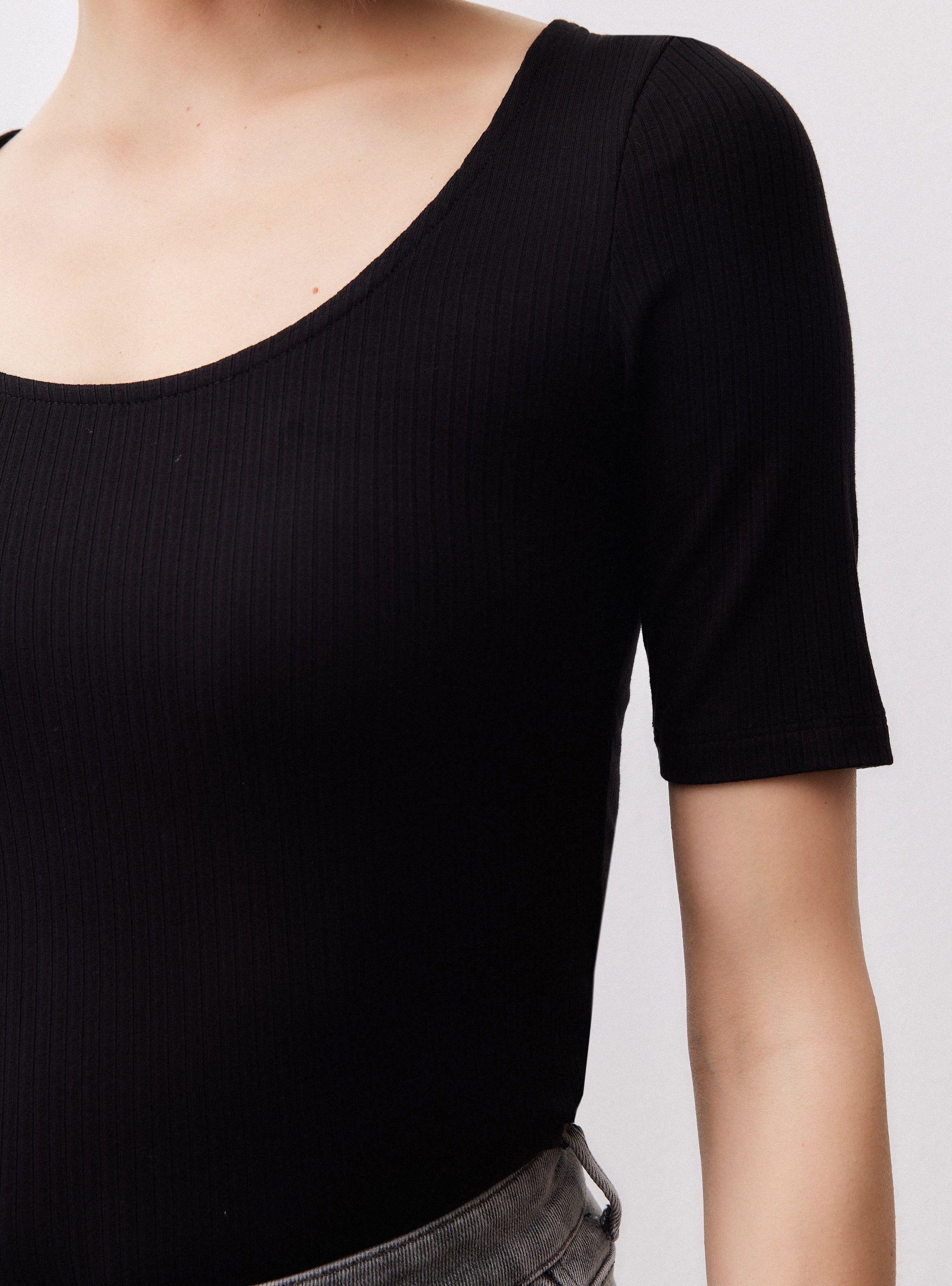 Polera Básica Acanalada Manga Codo-3