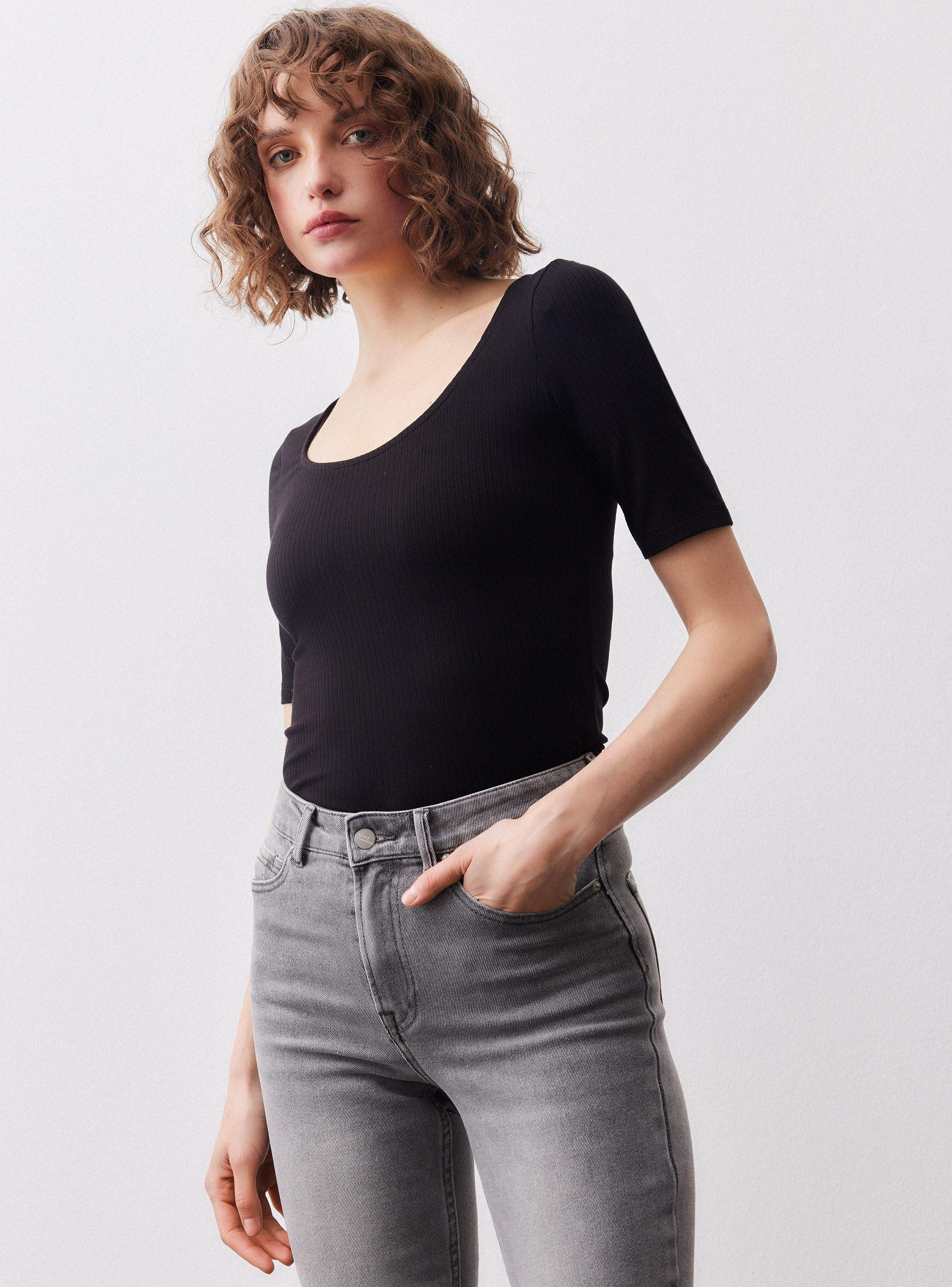 Polera Básica Acanalada Manga Codo-0