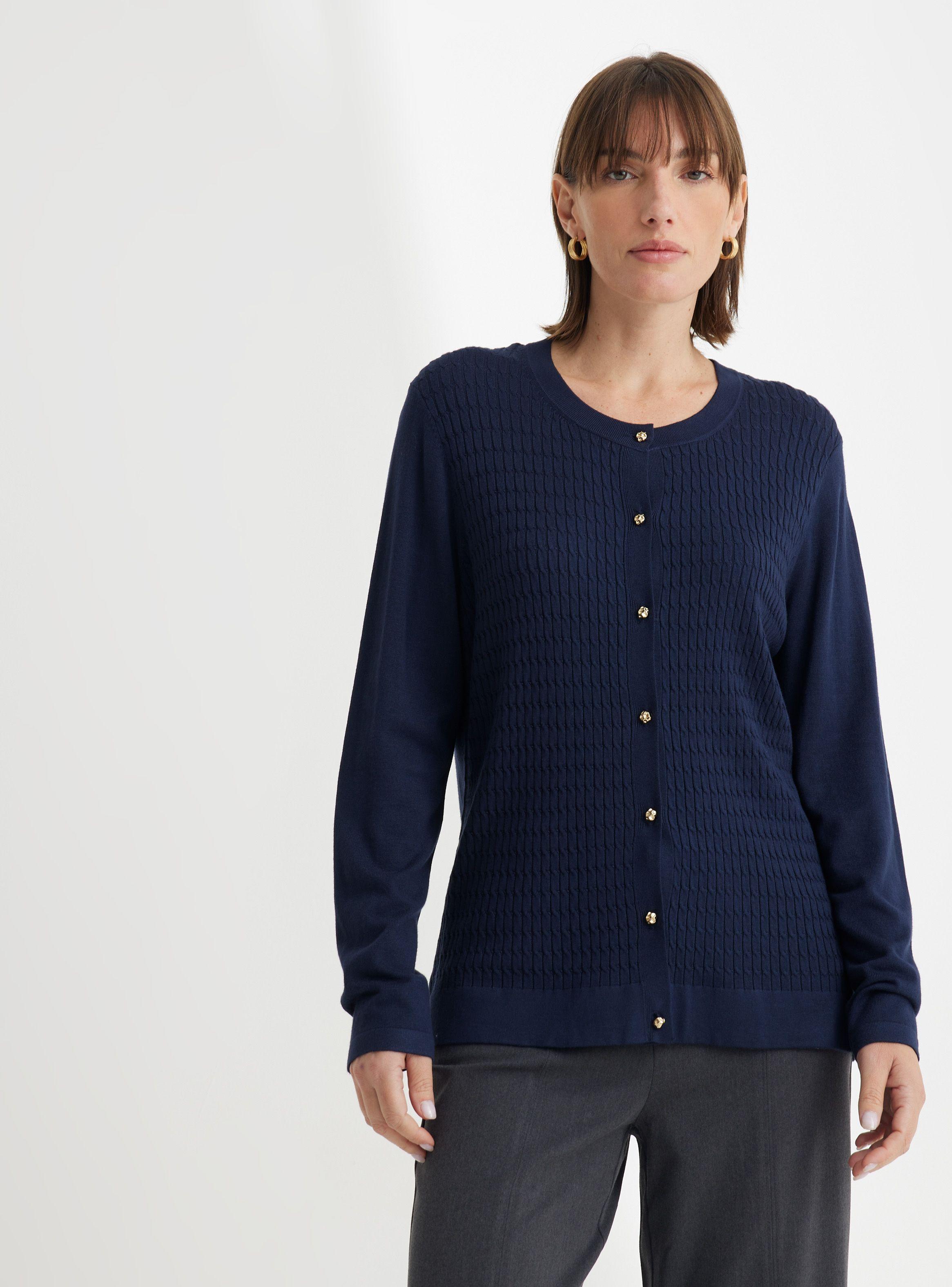 Chaleco Trenzado con Botones Metálicos-0