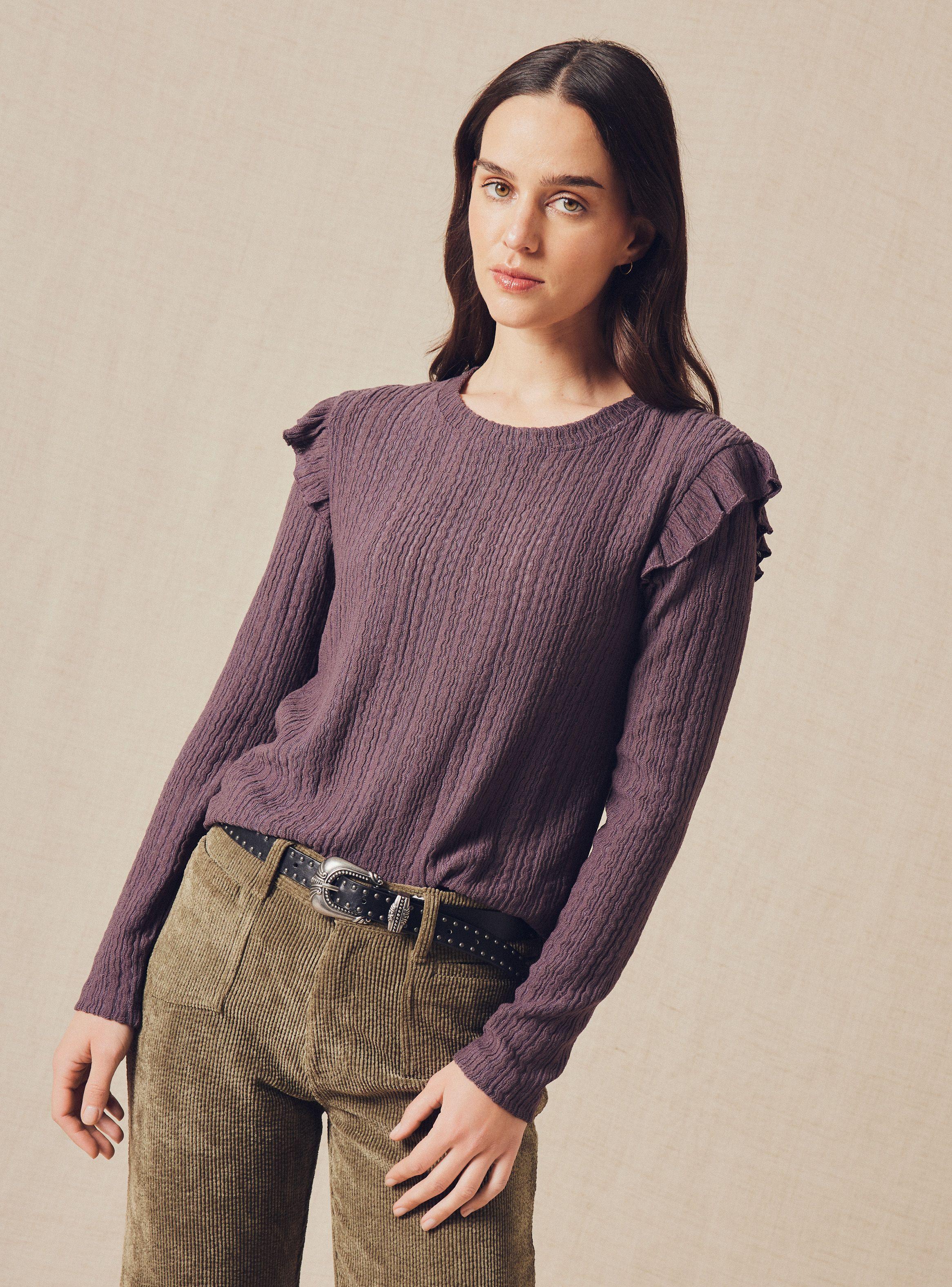 Polera Tela Texturizada con Vuelo en Hombro-0