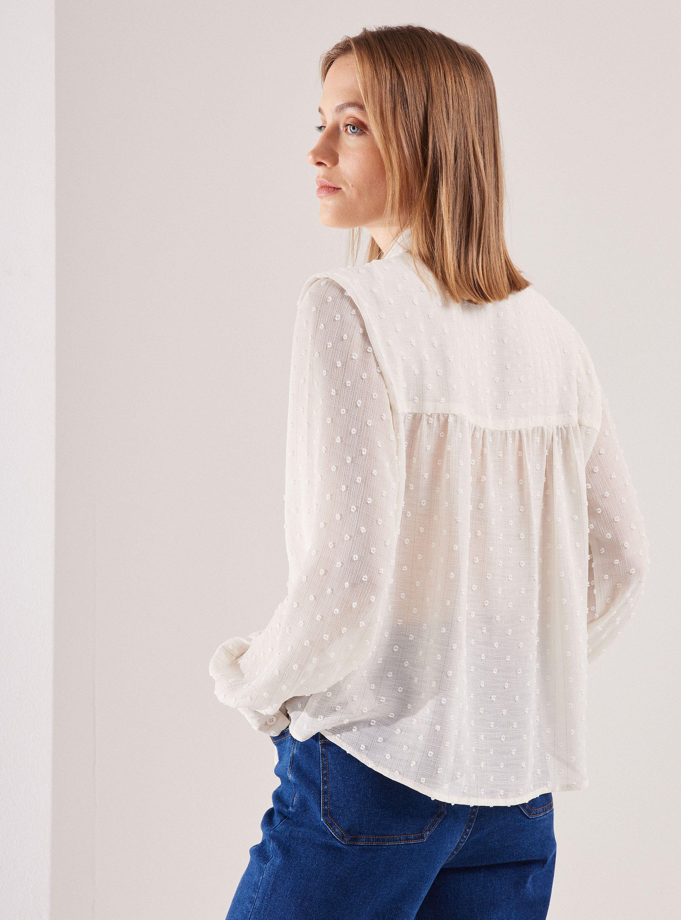 Blusa Plumetti Con Lazo Desmontable-1