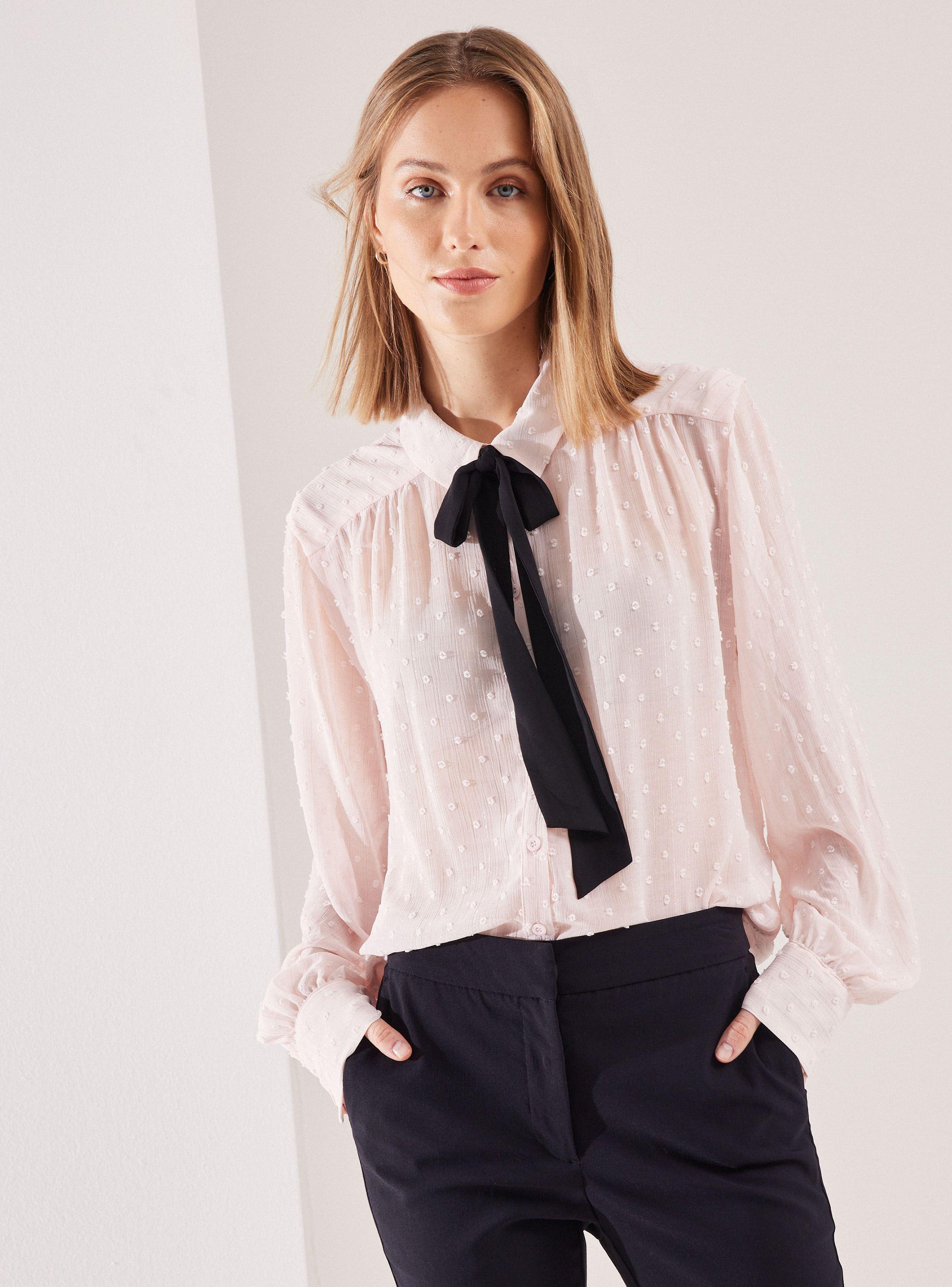 Blusa Plumetti Con Lazo Desmontable-0