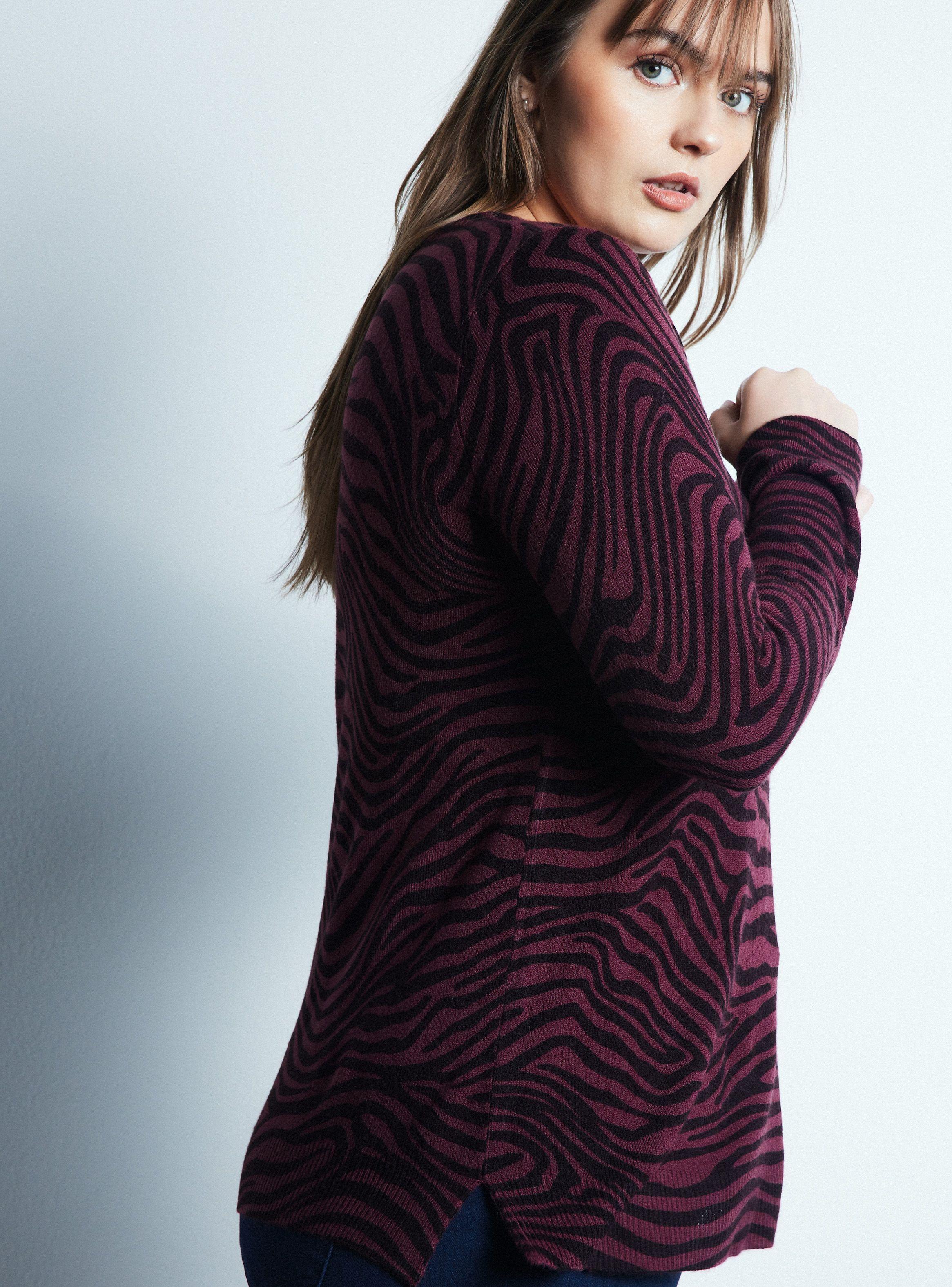 Sweater Manga Larga Estampado Aberturas Laterales-2