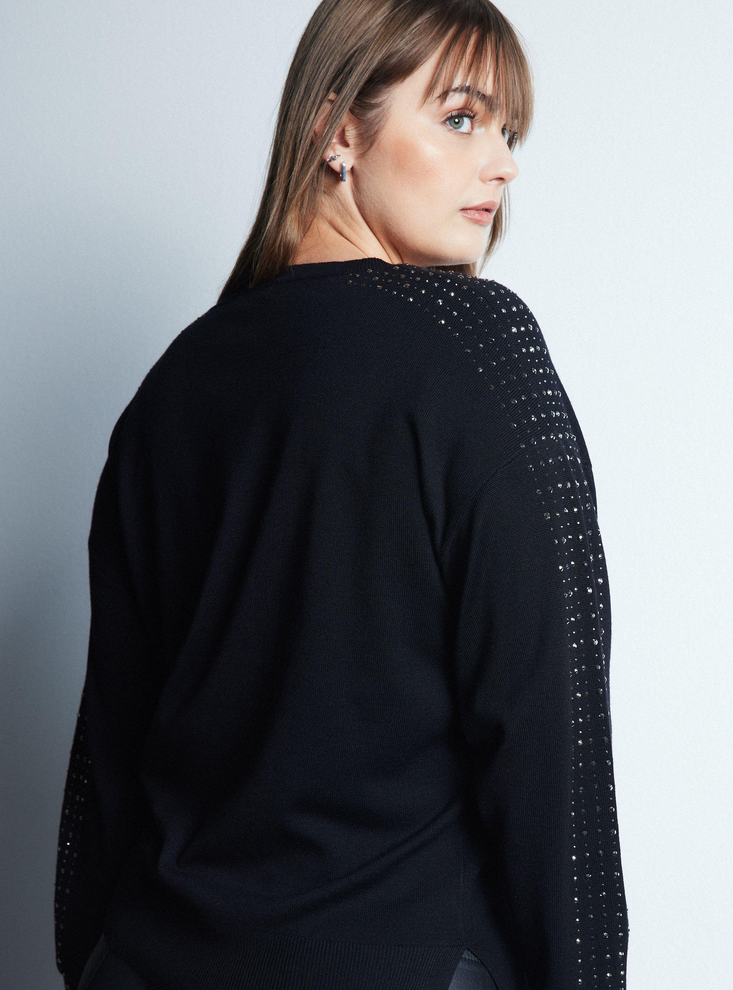 Sweater Aplicación Joyas en Mangas-3