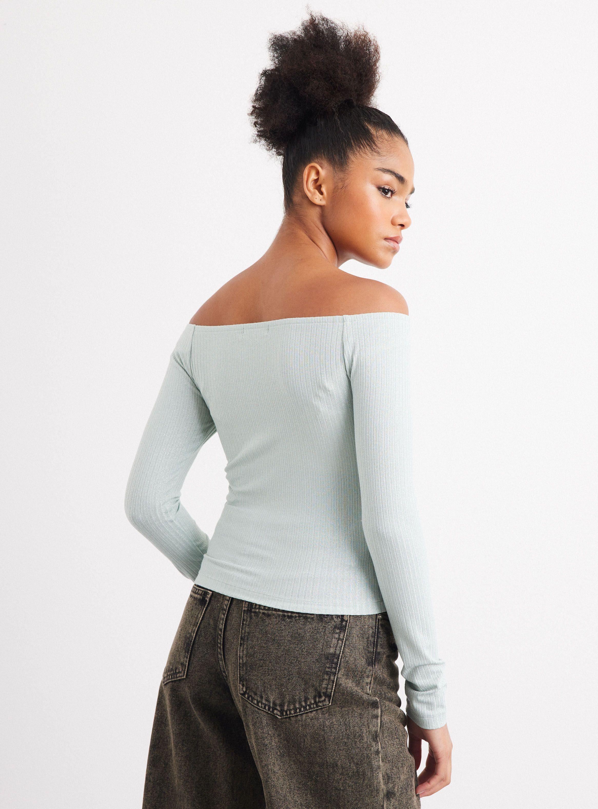 Polera Efecto Lurex Off Shoulder-1