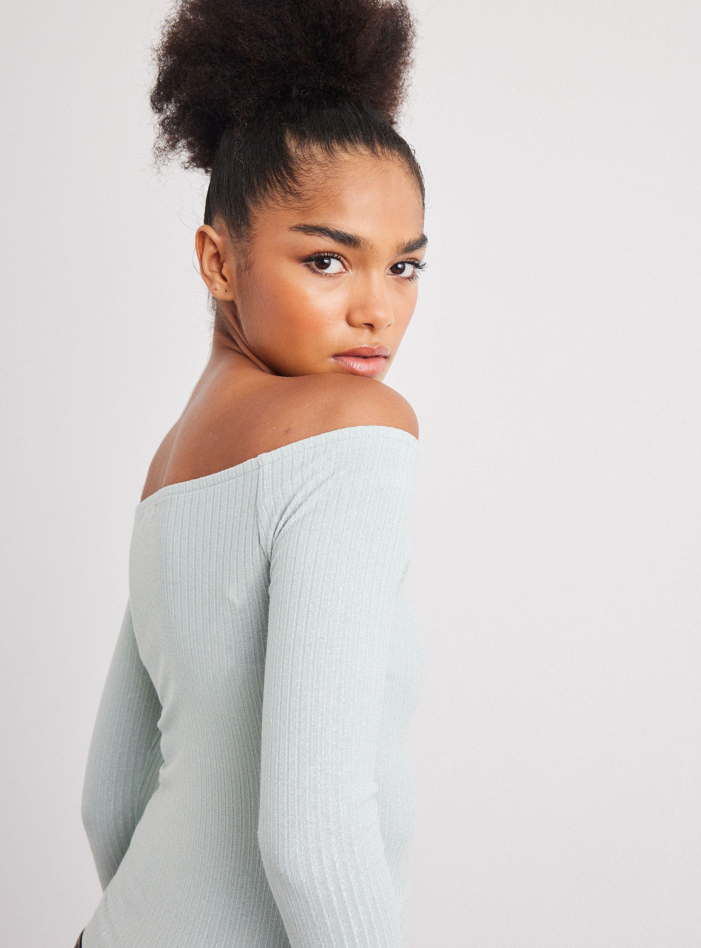 Polera Efecto Lurex Off Shoulder-3