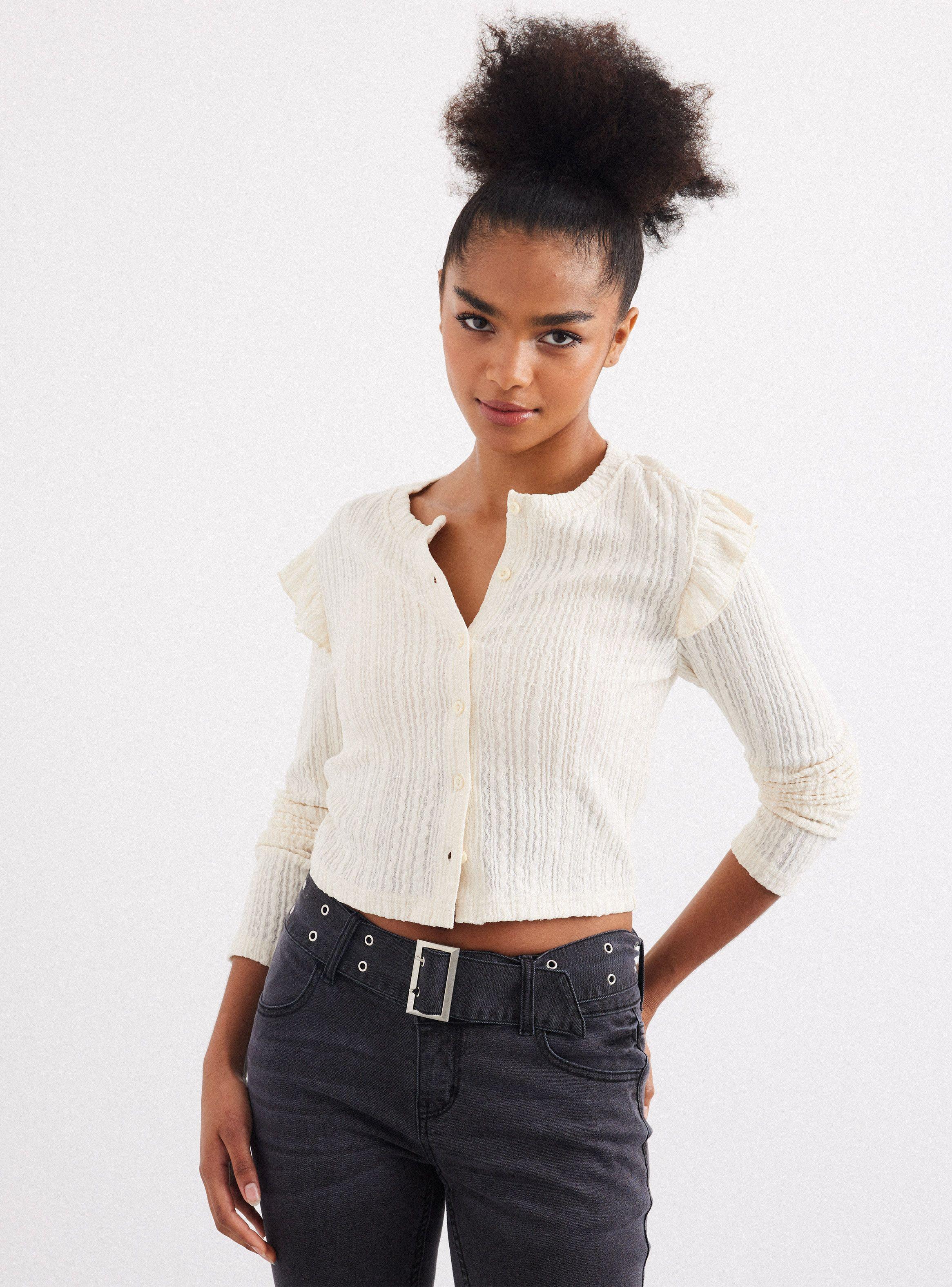 Polera Botones Centrales Vuelos Hombro-0