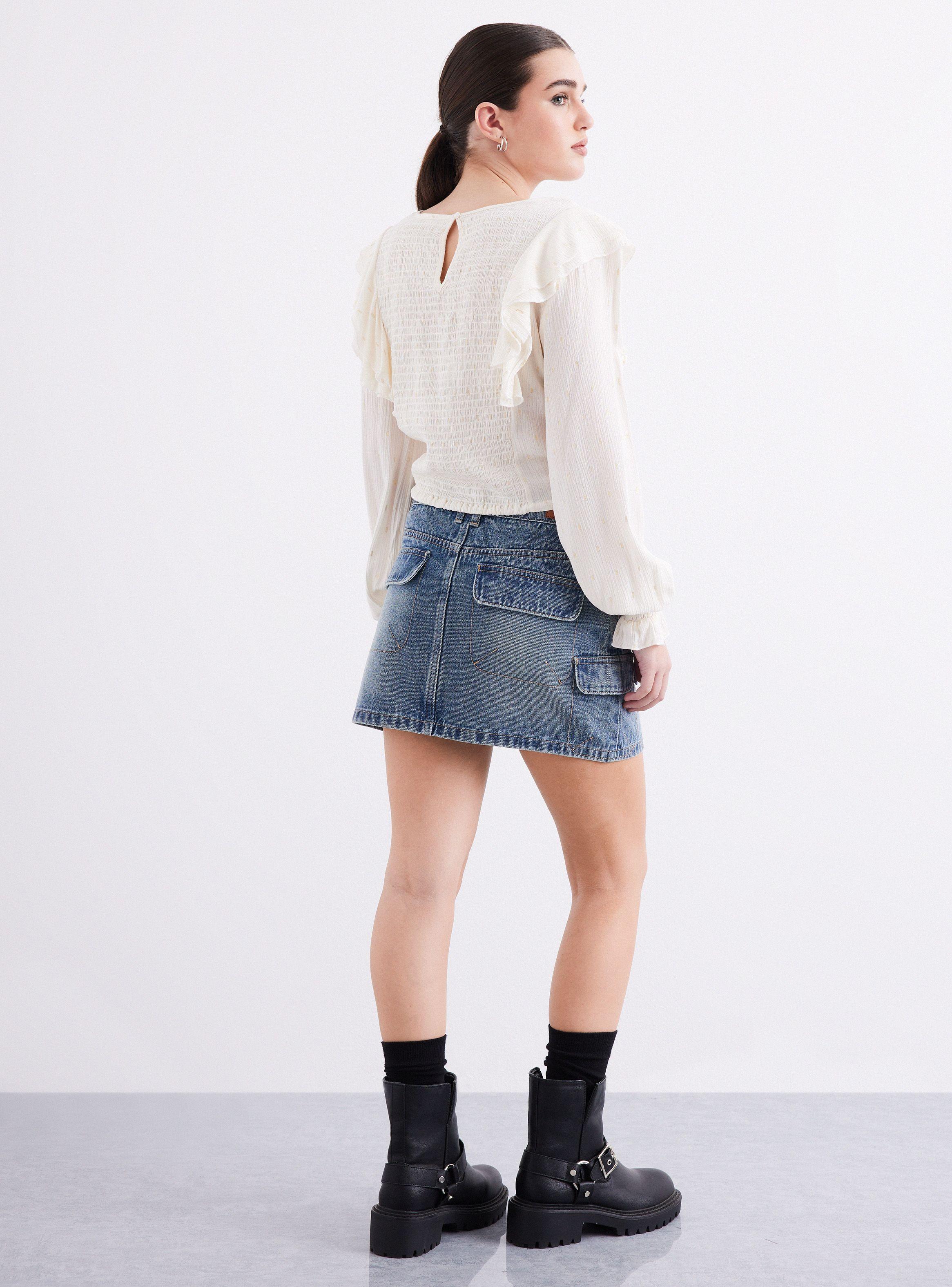 Blusa Panal Manga Abullonada-5