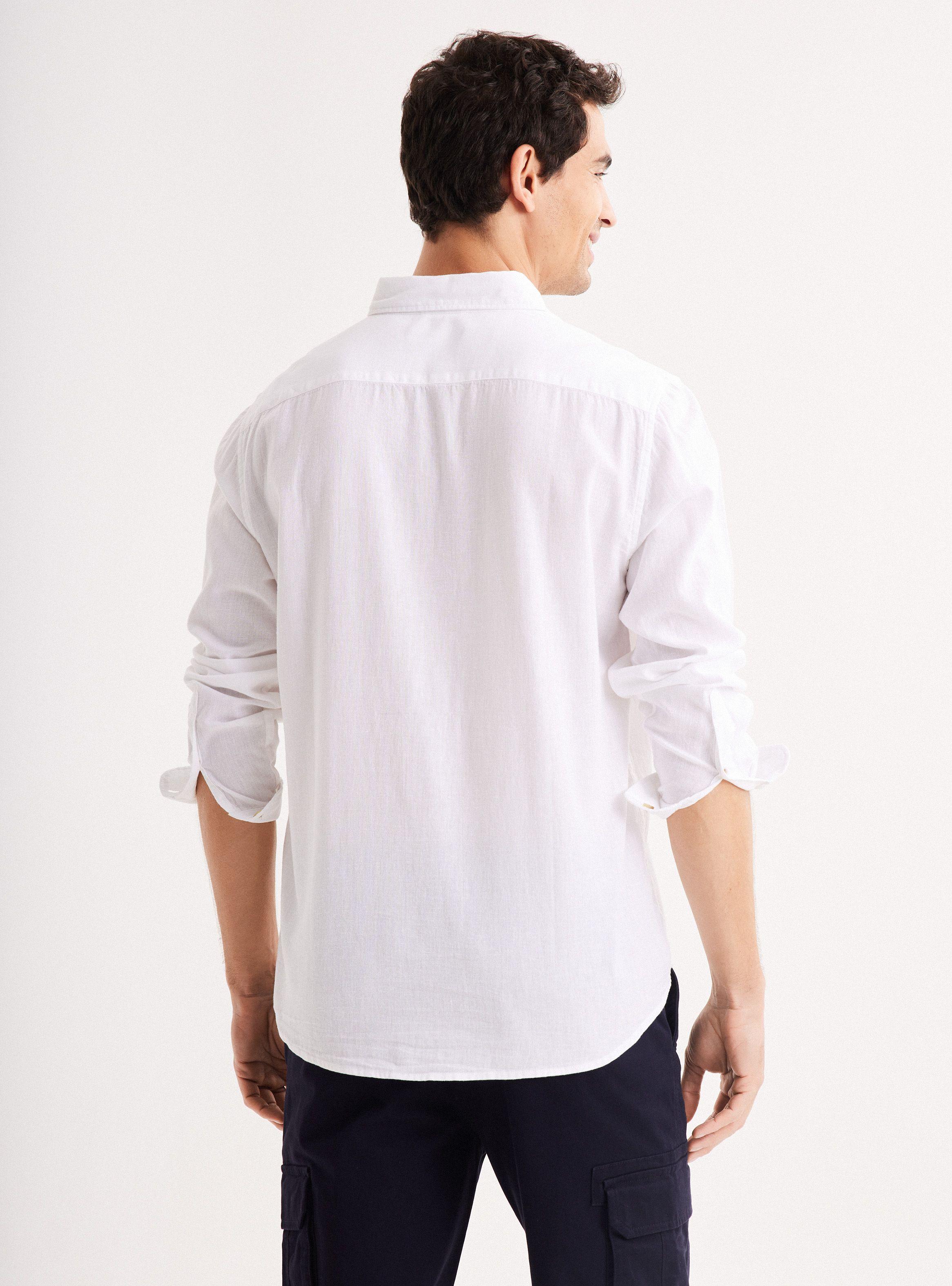 Camisa de Vestir Manga Larga Lino Algodón-1