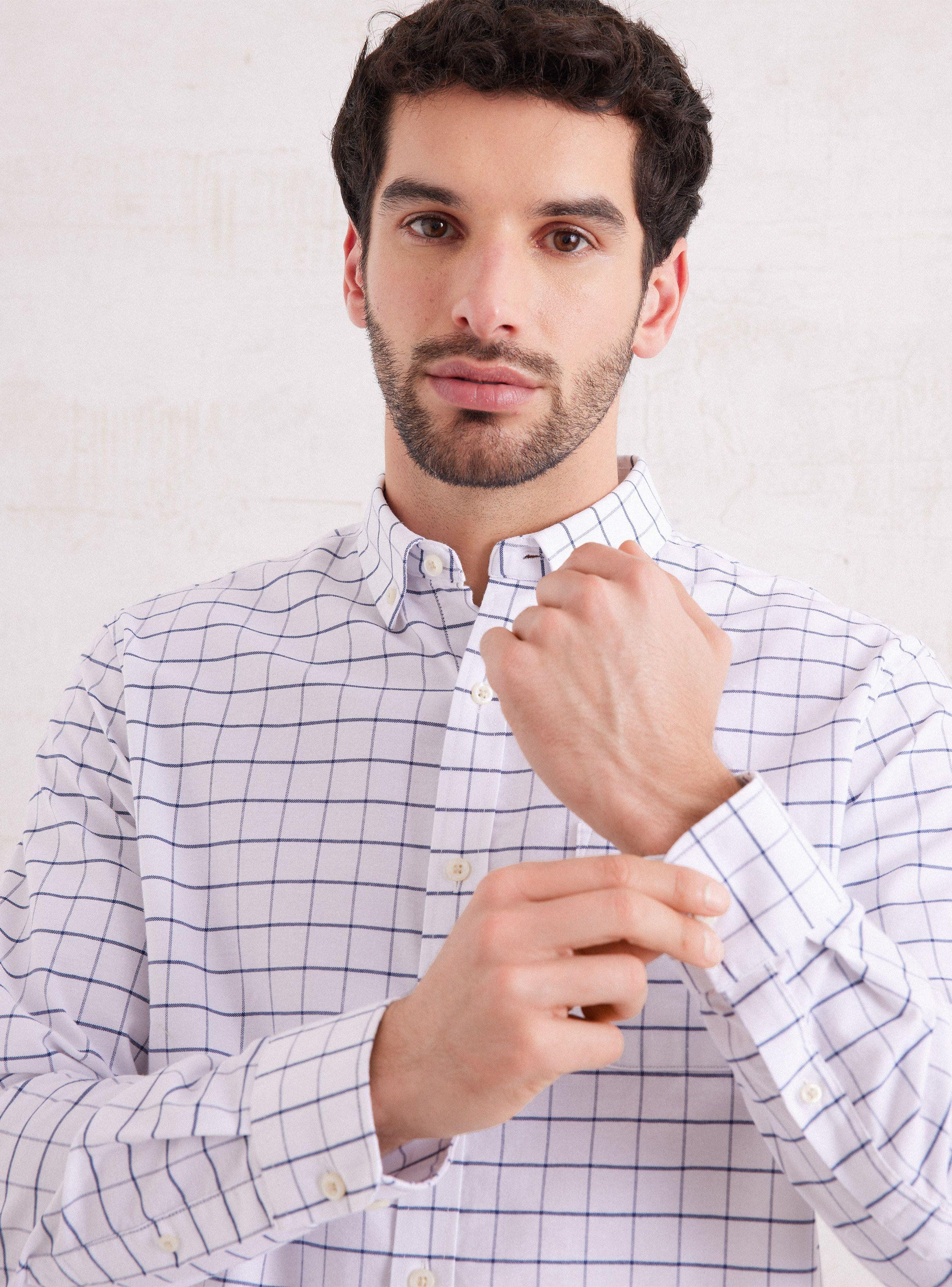 Camisa de Vestir Manga Larga Cuadro Medio de Greenfield