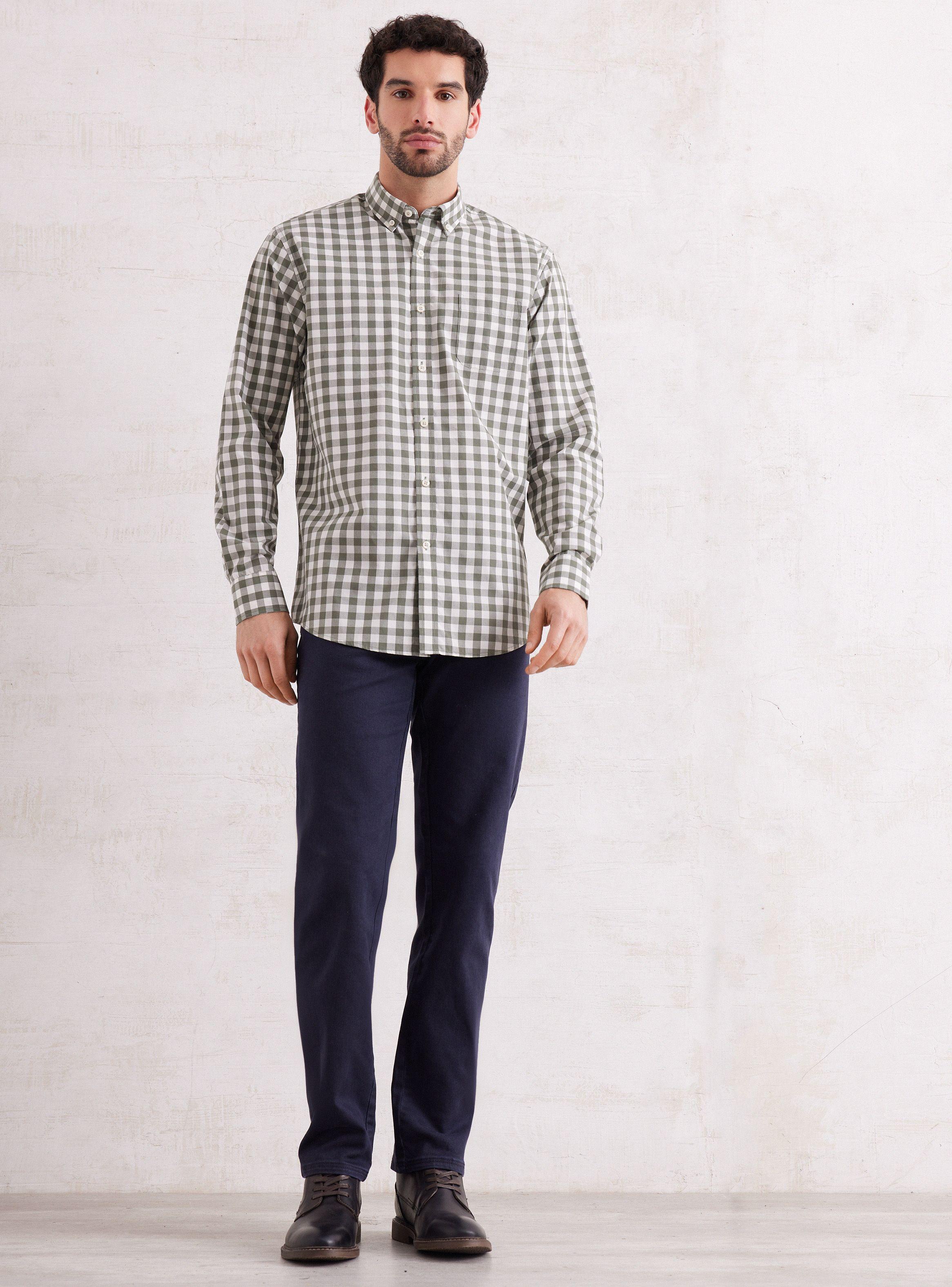 Camisa de Vestir Manga Larga Cuadro Mantel-4
