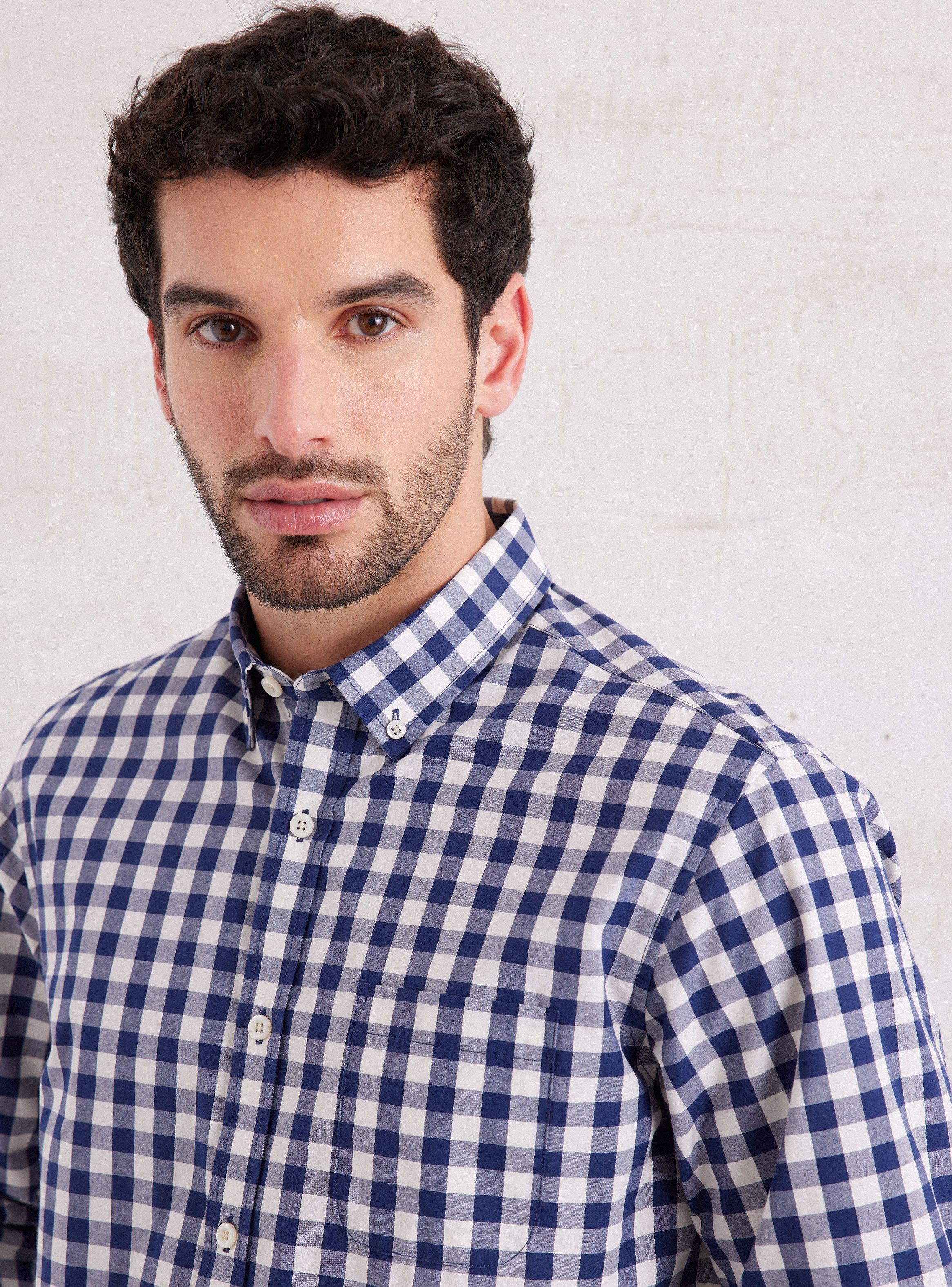 Camisa de Vestir Manga Larga Cuadro Mantel de Greenfield