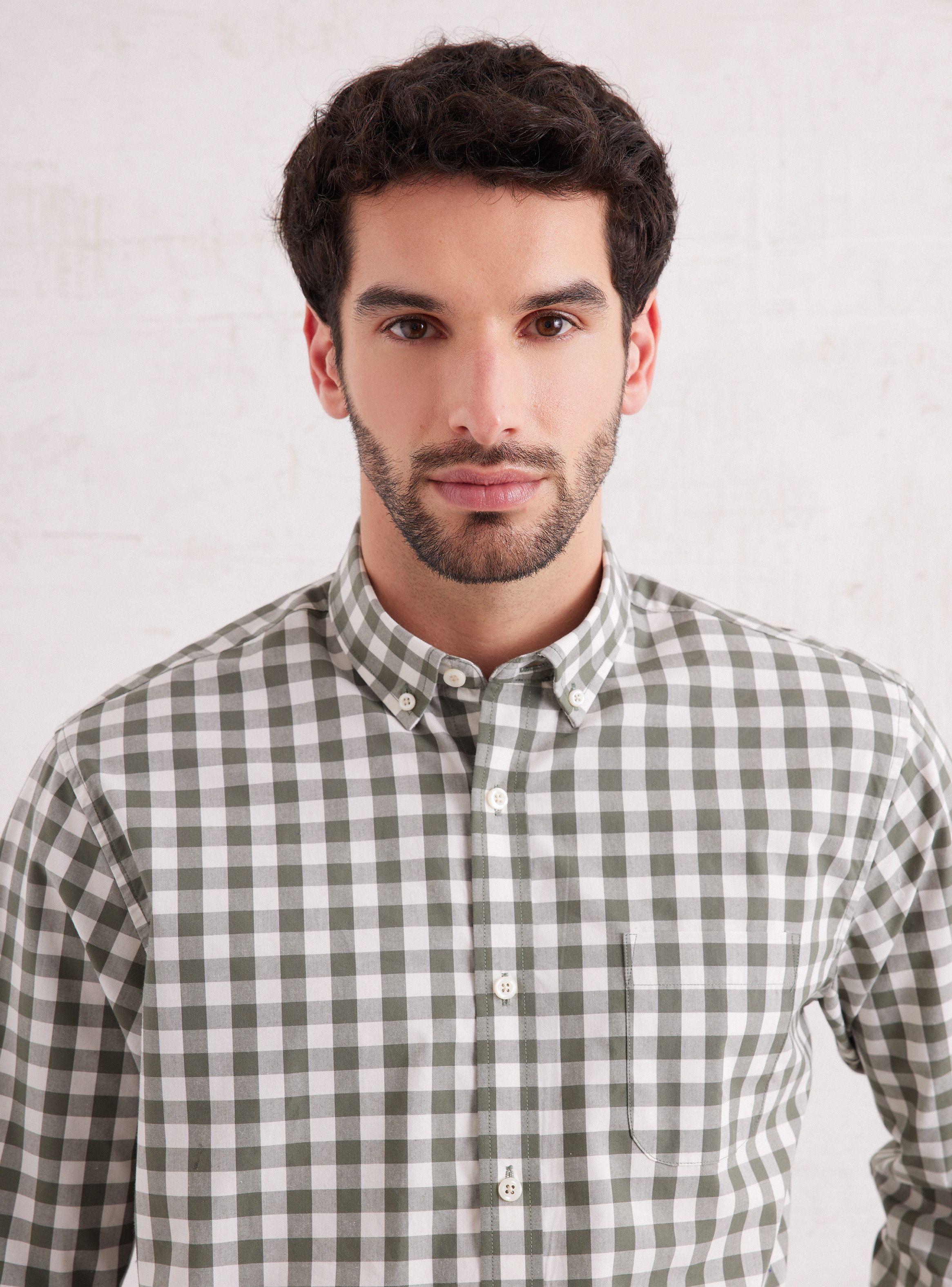 Camisa de Vestir Manga Larga Cuadro Mantel-2