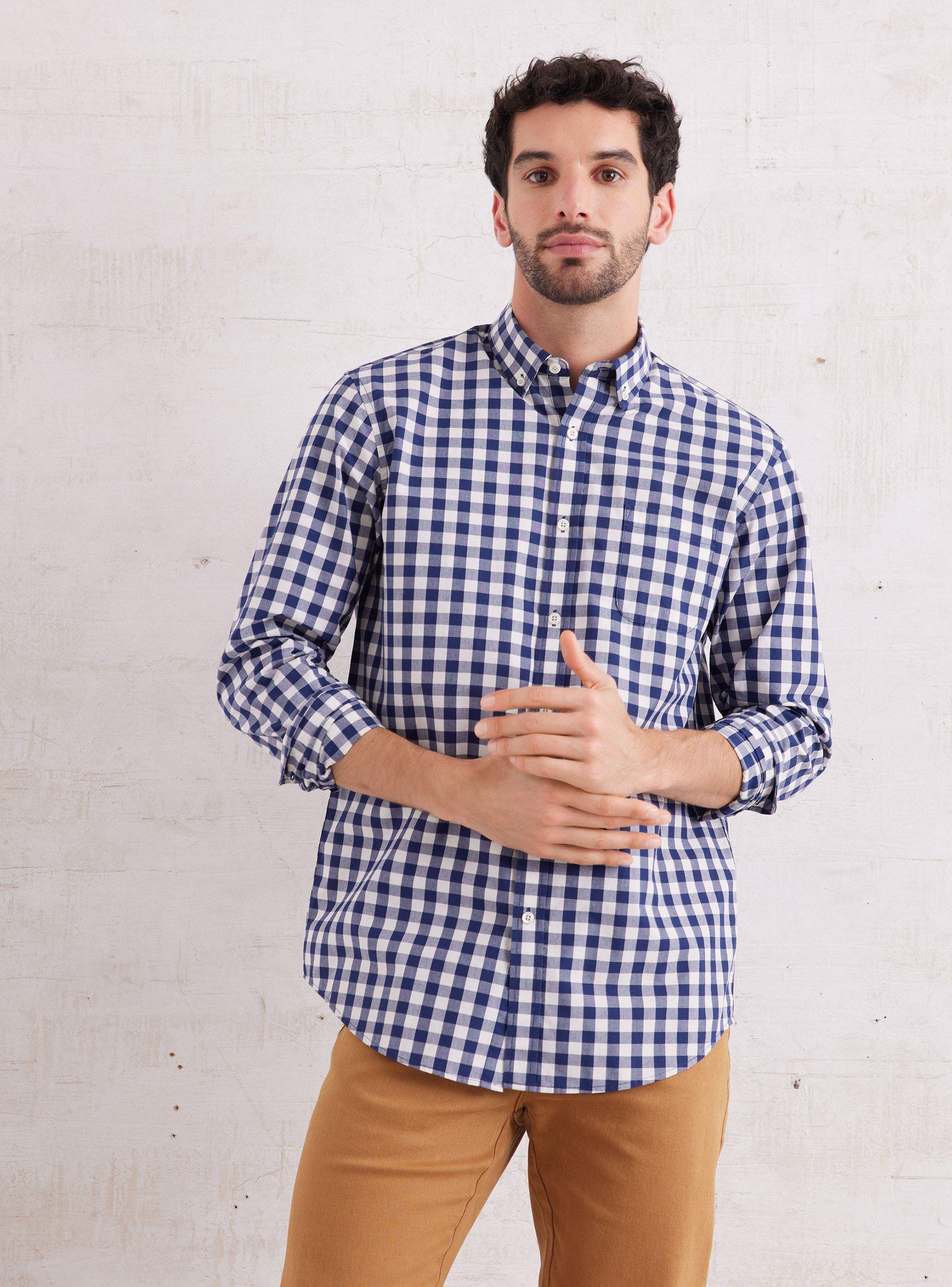 Camisa de Vestir Manga Larga Cuadro Mantel de Greenfield