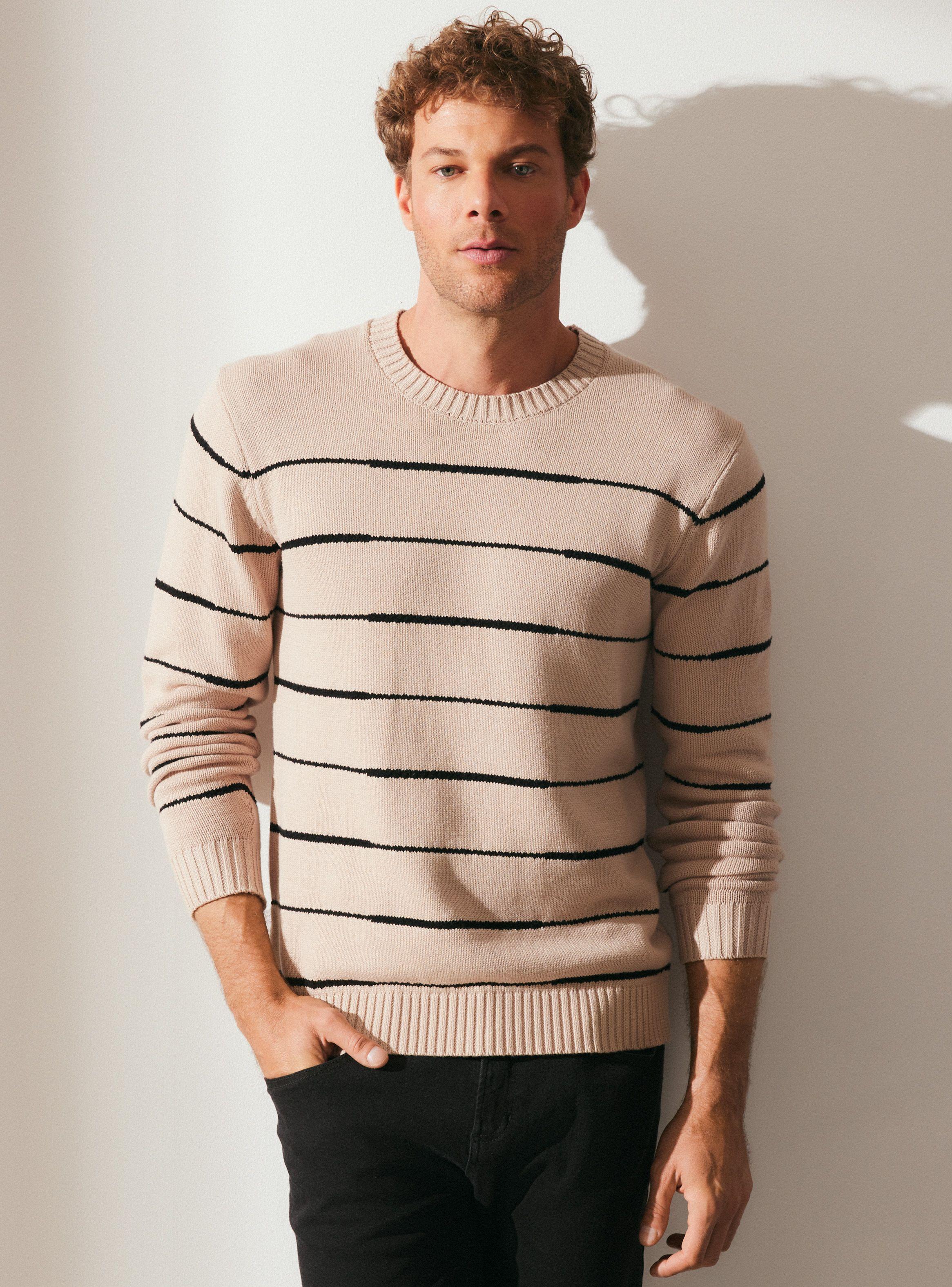 Sweater R-Neck Rayado Manga Larga-0