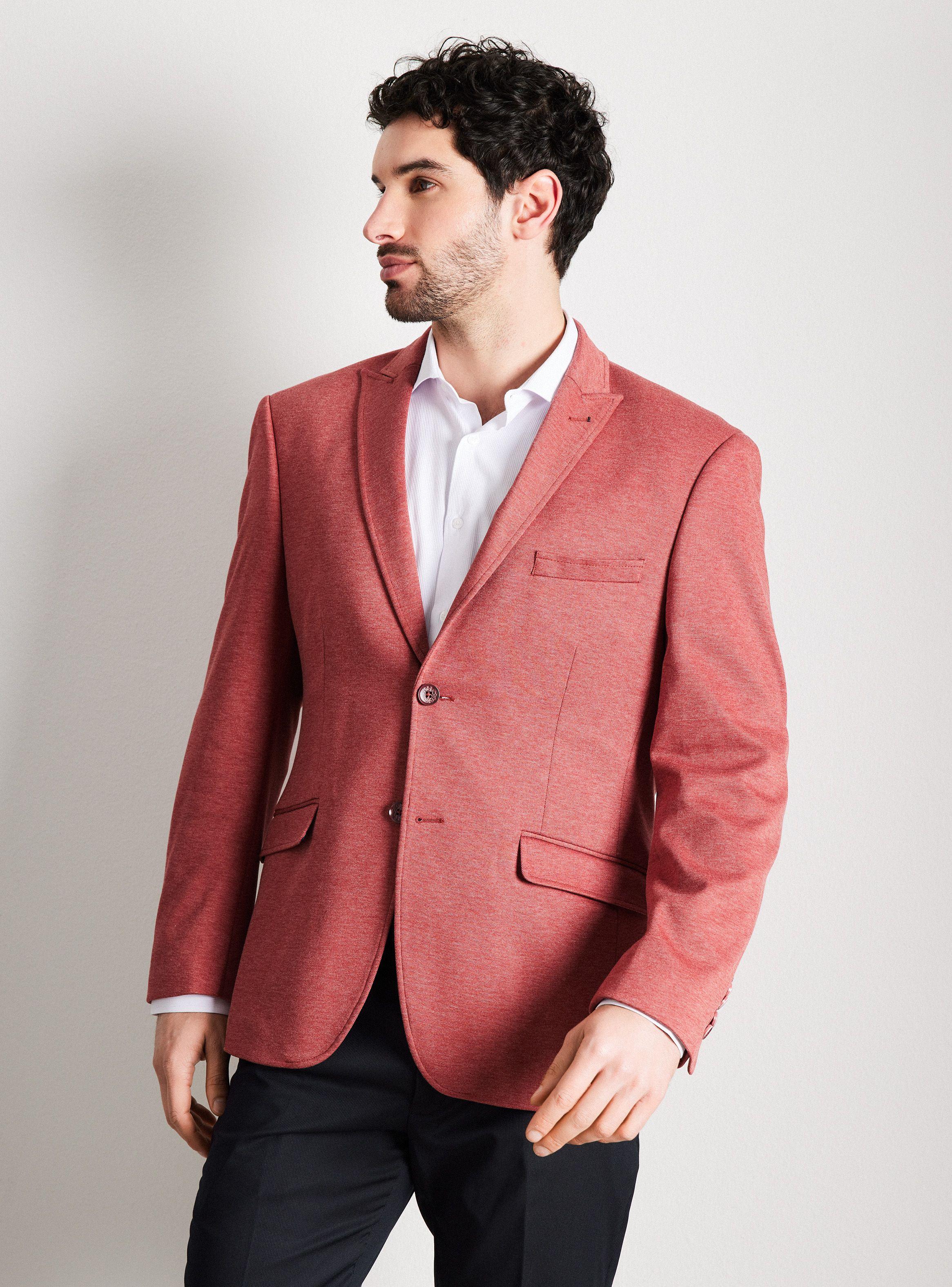 Vestón Recto Slim Fit Tela Knit Texturado-0