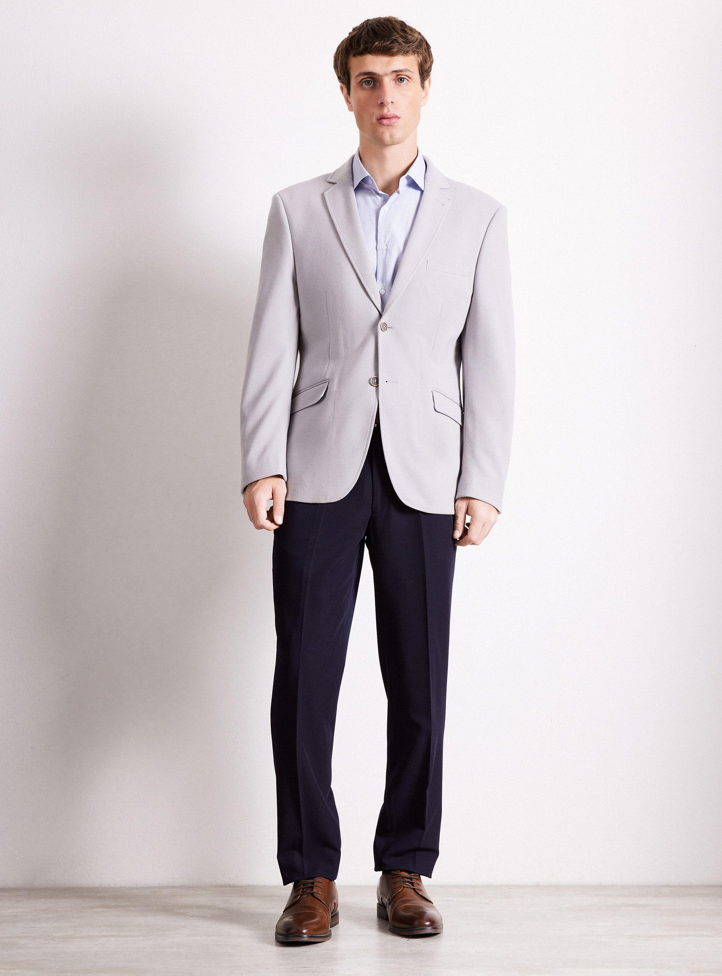 Vestón Recto Slim Fit Tela Knit Textura-4