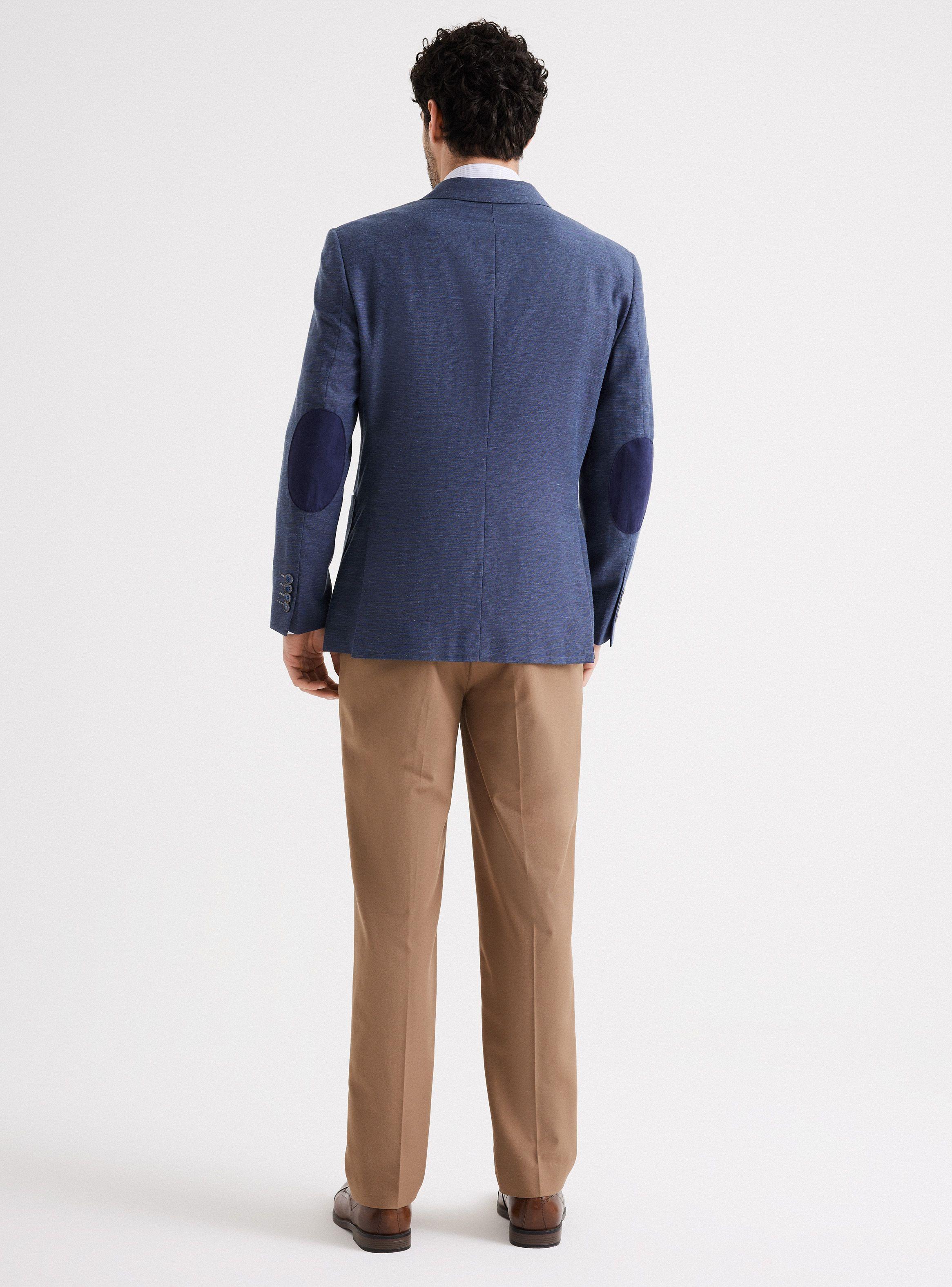 Vestón Recto Slim Fit Tela de Lino Espigado de Johnson Dorado - Vista 6